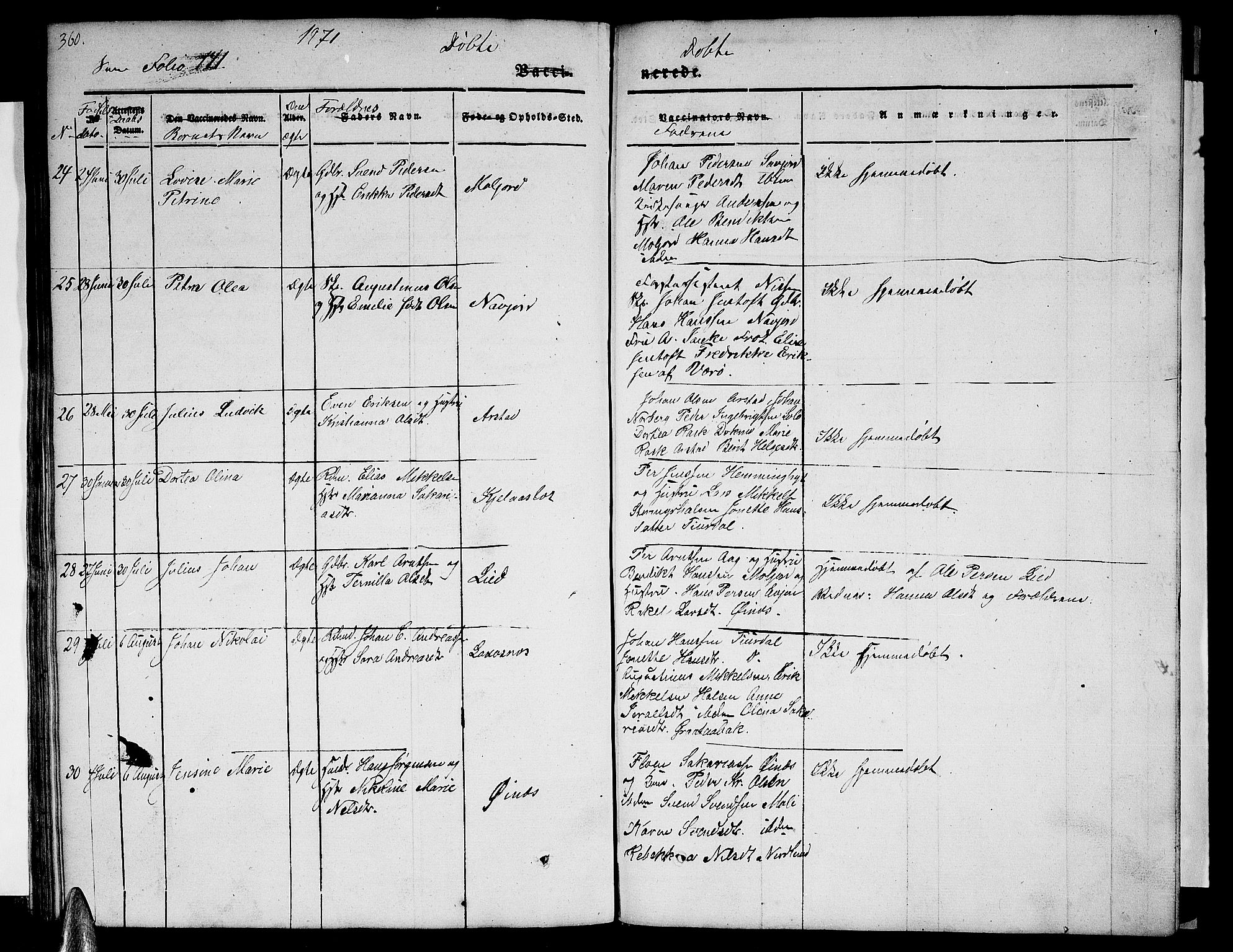 Ministerialprotokoller, klokkerbøker og fødselsregistre - Nordland, AV/SAT-A-1459/846/L0652: Klokkerbok nr. 846C02, 1841-1871, s. 360