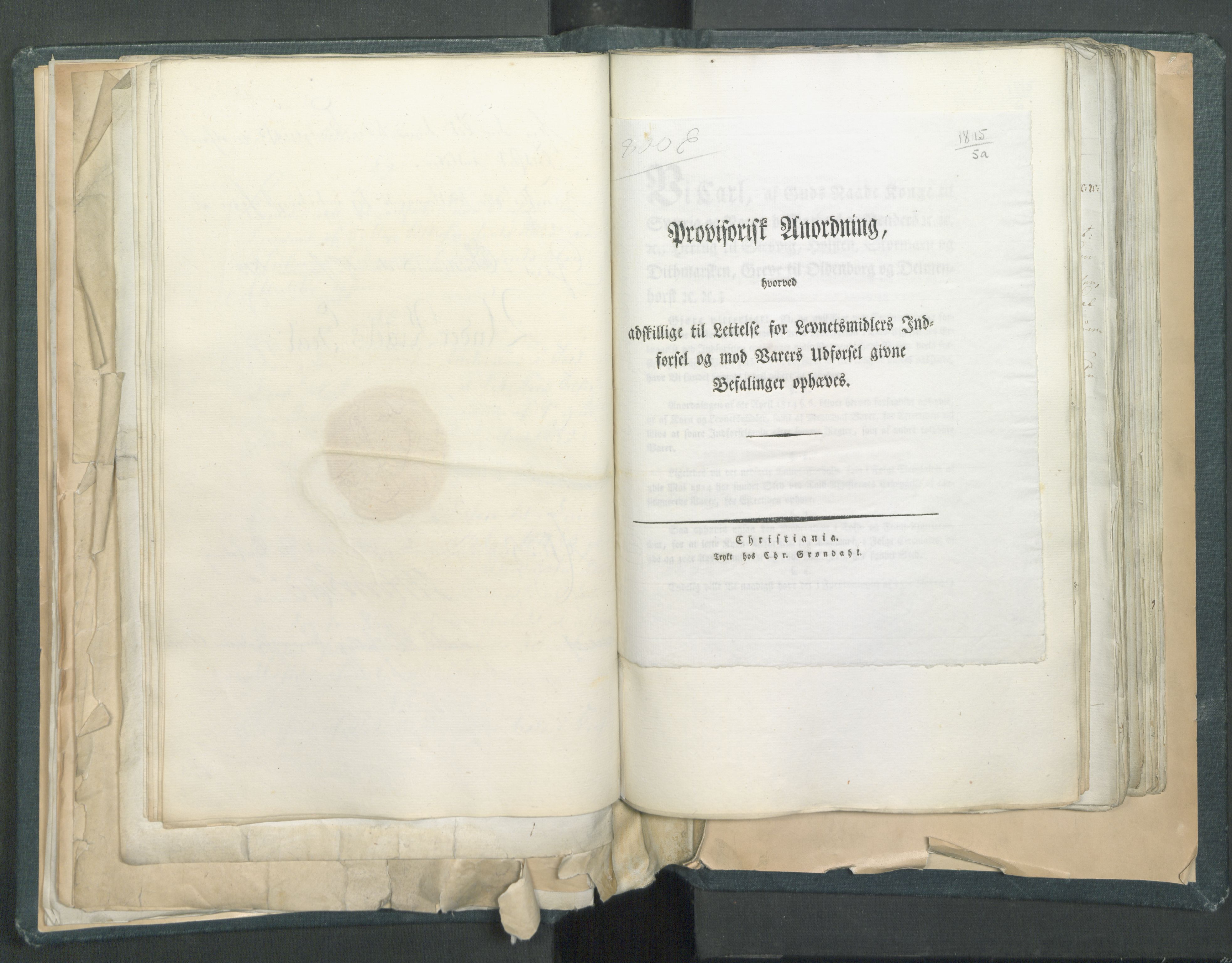 Statsrådssekretariatet, AV/RA-S-1001/D/Dd/Dda/L0001: Lover etc. Tittelbladet "Love, Anordninger, Kundgjørelser, Plakater m.m.", 1814-1815, s. 60