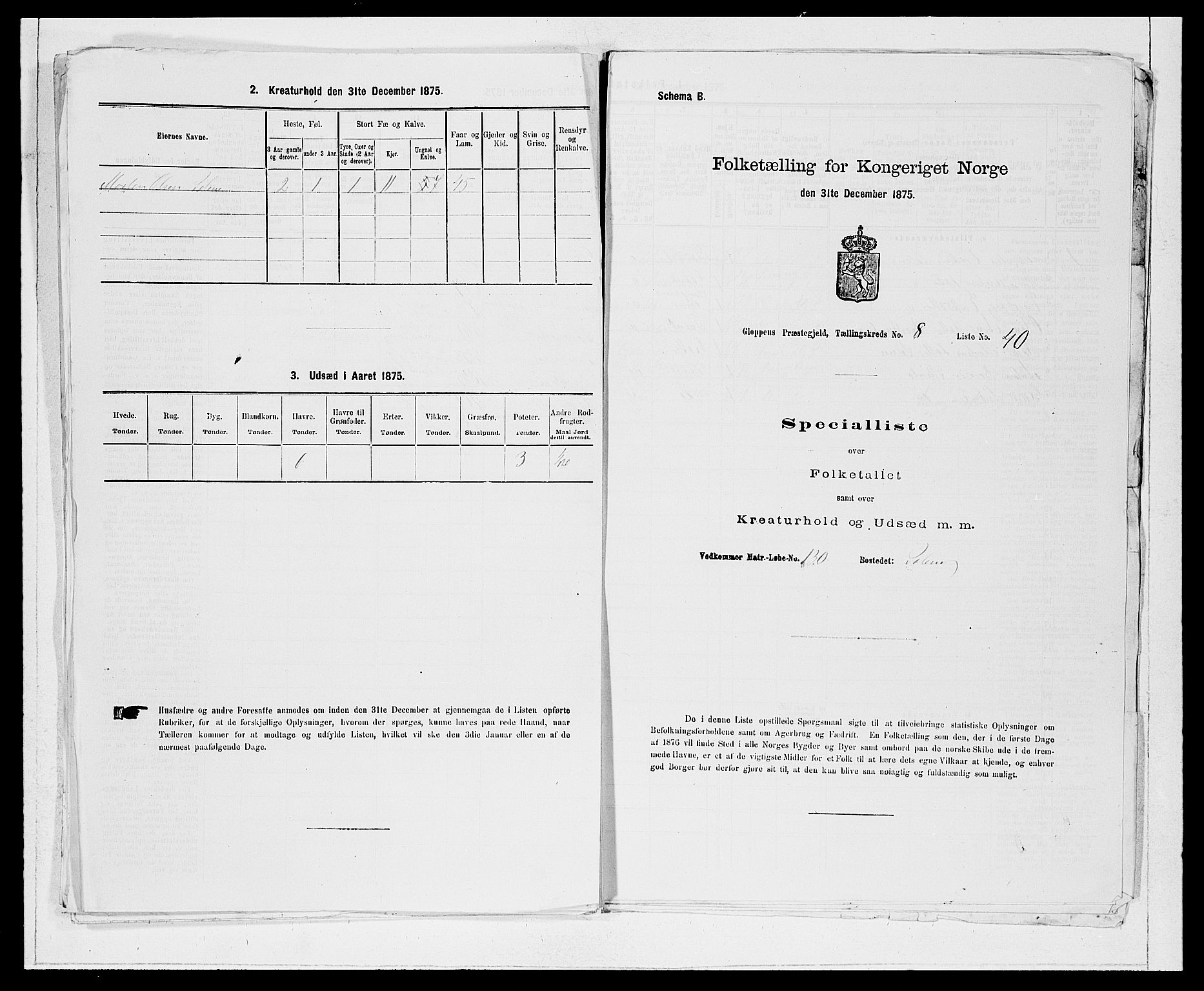 SAB, Folketelling 1875 for 1445P Gloppen prestegjeld, 1875, s. 937