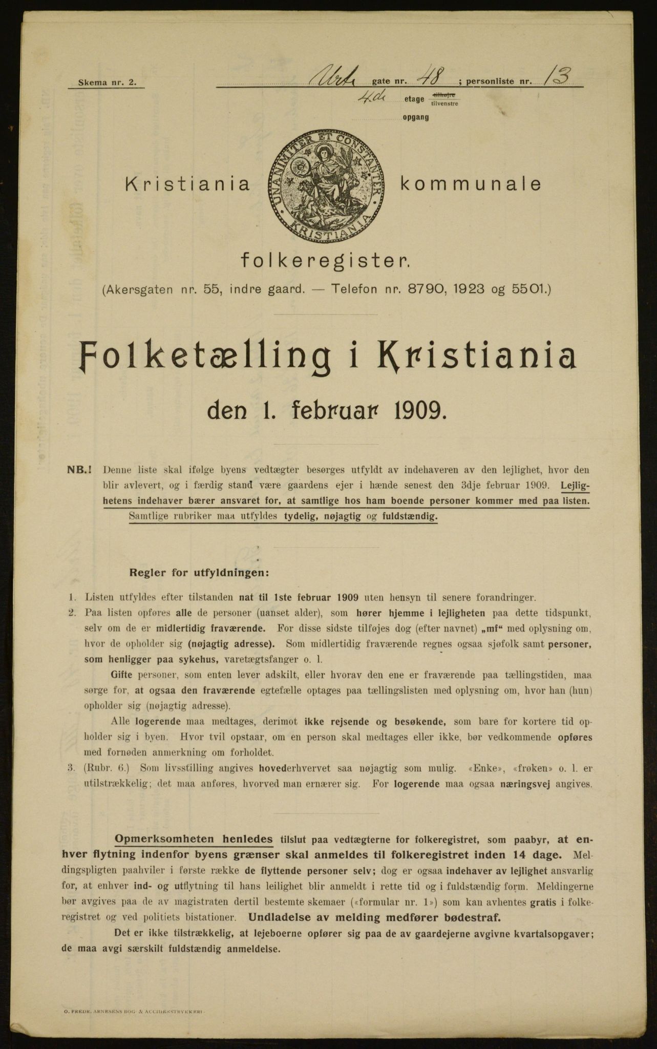 OBA, Kommunal folketelling 1.2.1909 for Kristiania kjøpstad, 1909, s. 110059