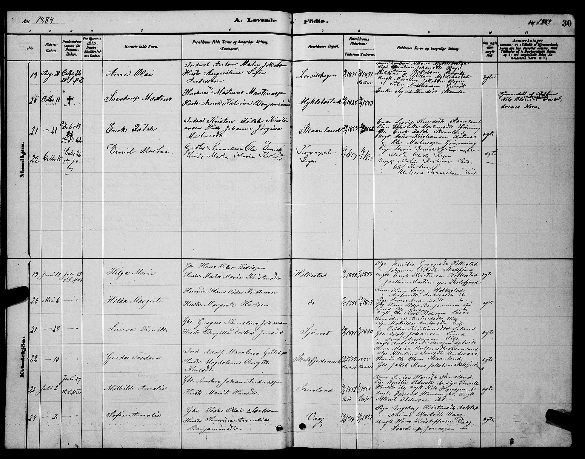 Ministerialprotokoller, klokkerbøker og fødselsregistre - Nordland, AV/SAT-A-1459/855/L0816: Klokkerbok nr. 855C05, 1879-1894, s. 30