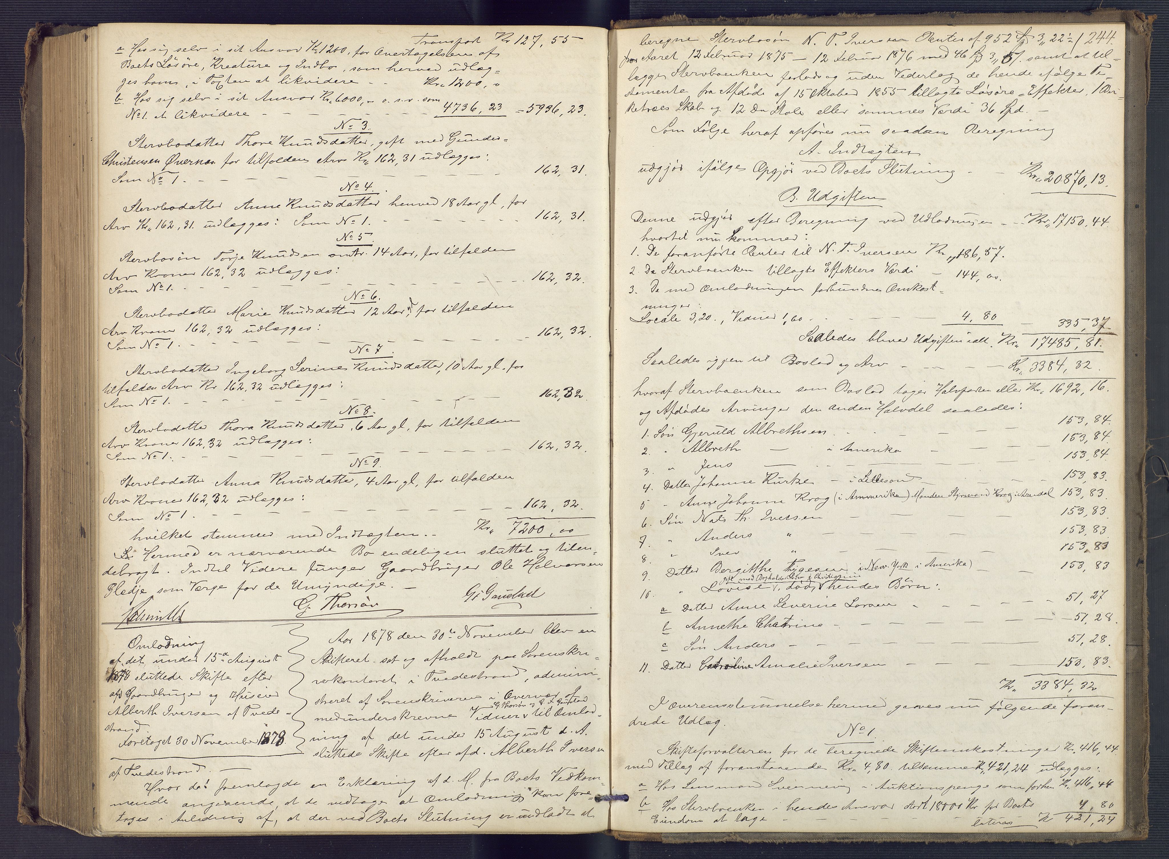 Holt sorenskriveri, AV/SAK-1221-0002/H/Hc/L0032: Skifteutlodningsprotokoll nr. 7, 1874-1879, s. 243b-244a