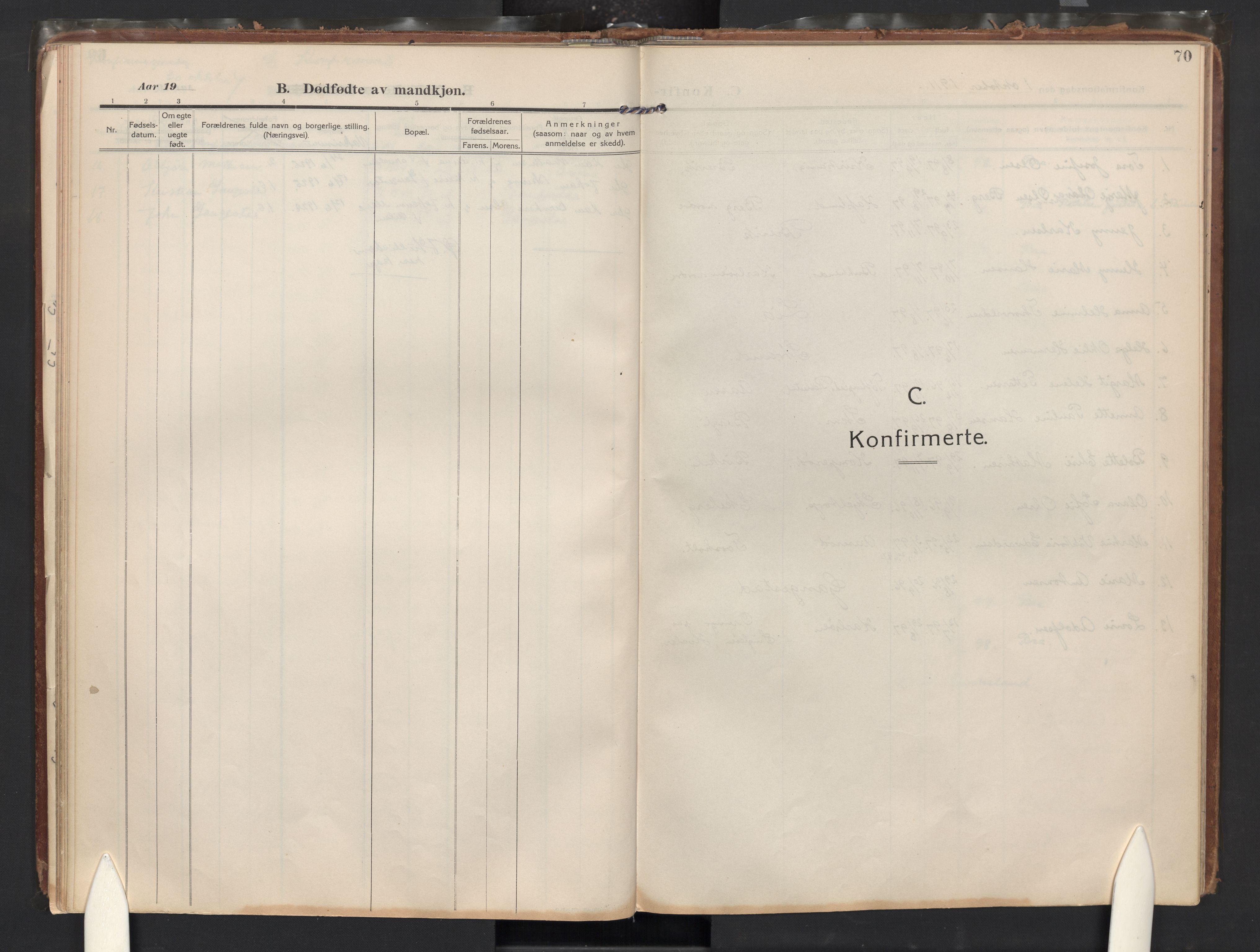Skjeberg prestekontor Kirkebøker, SAO/A-10923/F/Fb/L0003: Ministerialbok nr. II 3, 1911-1938, s. 70