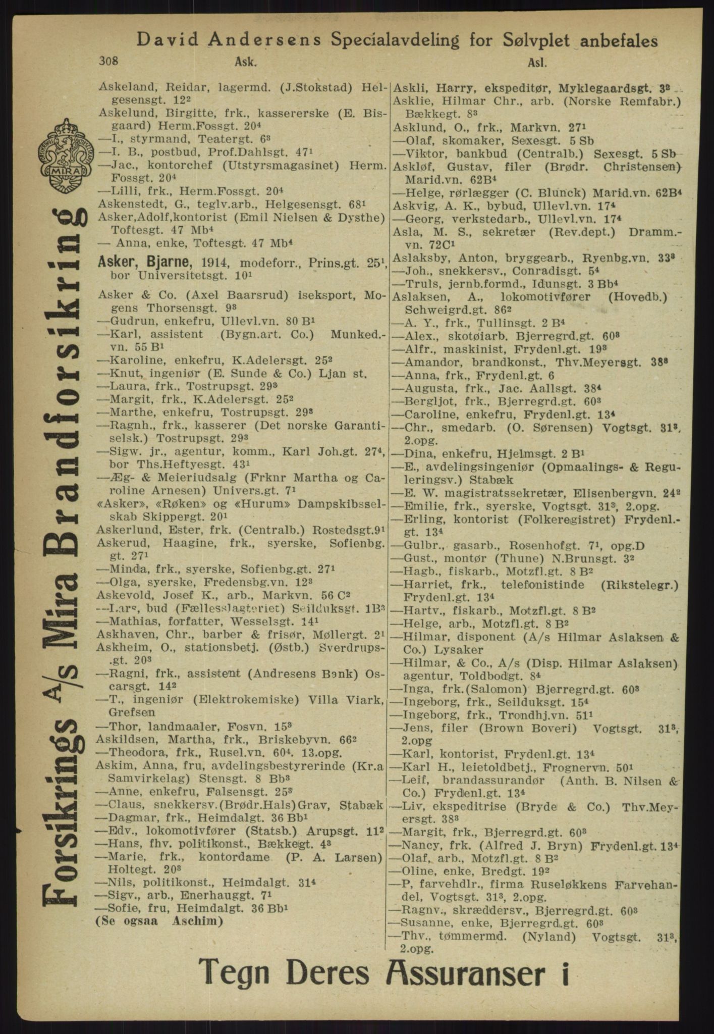 Kristiania/Oslo adressebok, PUBL/-, 1918, s. 333