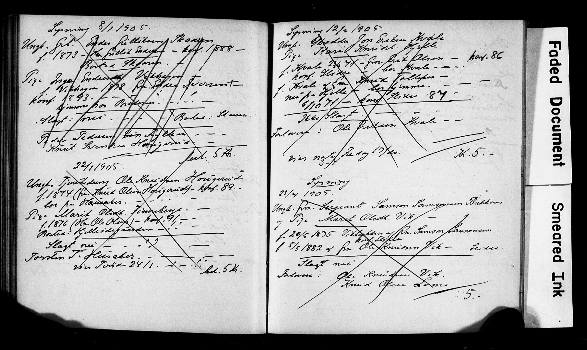 Vestre Slidre prestekontor, AV/SAH-PREST-136/I/Ie/Iea/L0001/0001: Lysningsprotokoll nr. 1, 1881-1919