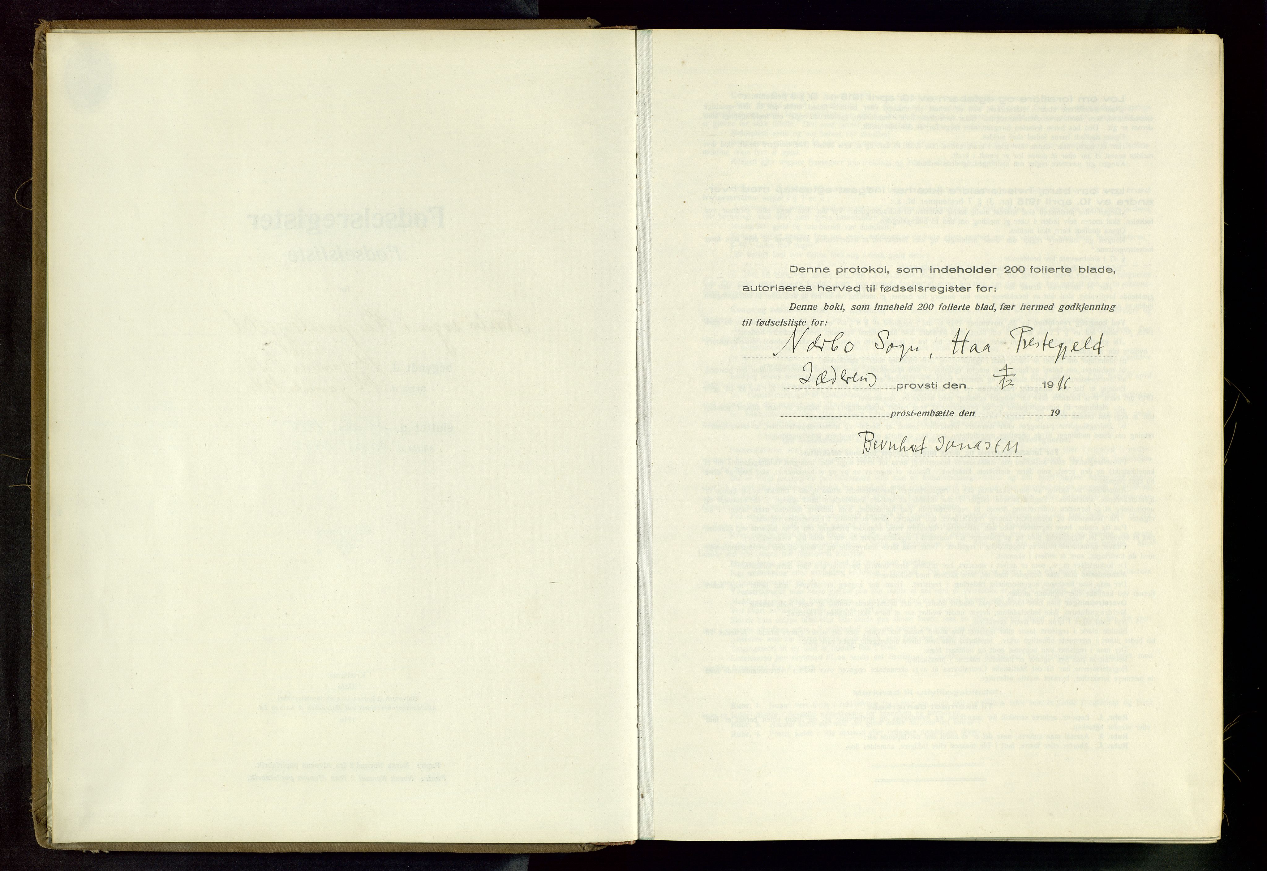 Hå sokneprestkontor, AV/SAST-A-101801/002/C/L0001: Fødselsregister nr. 1, 1916-1945