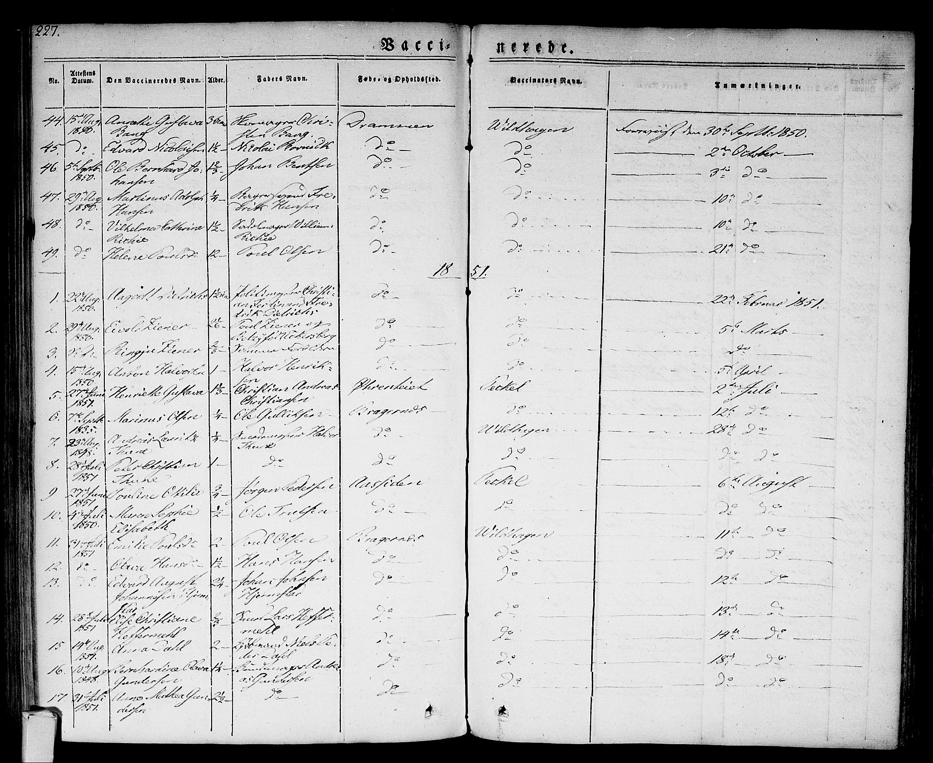 Bragernes kirkebøker, AV/SAKO-A-6/F/Fc/L0001: Ministerialbok nr. III 1, 1830-1853, s. 227
