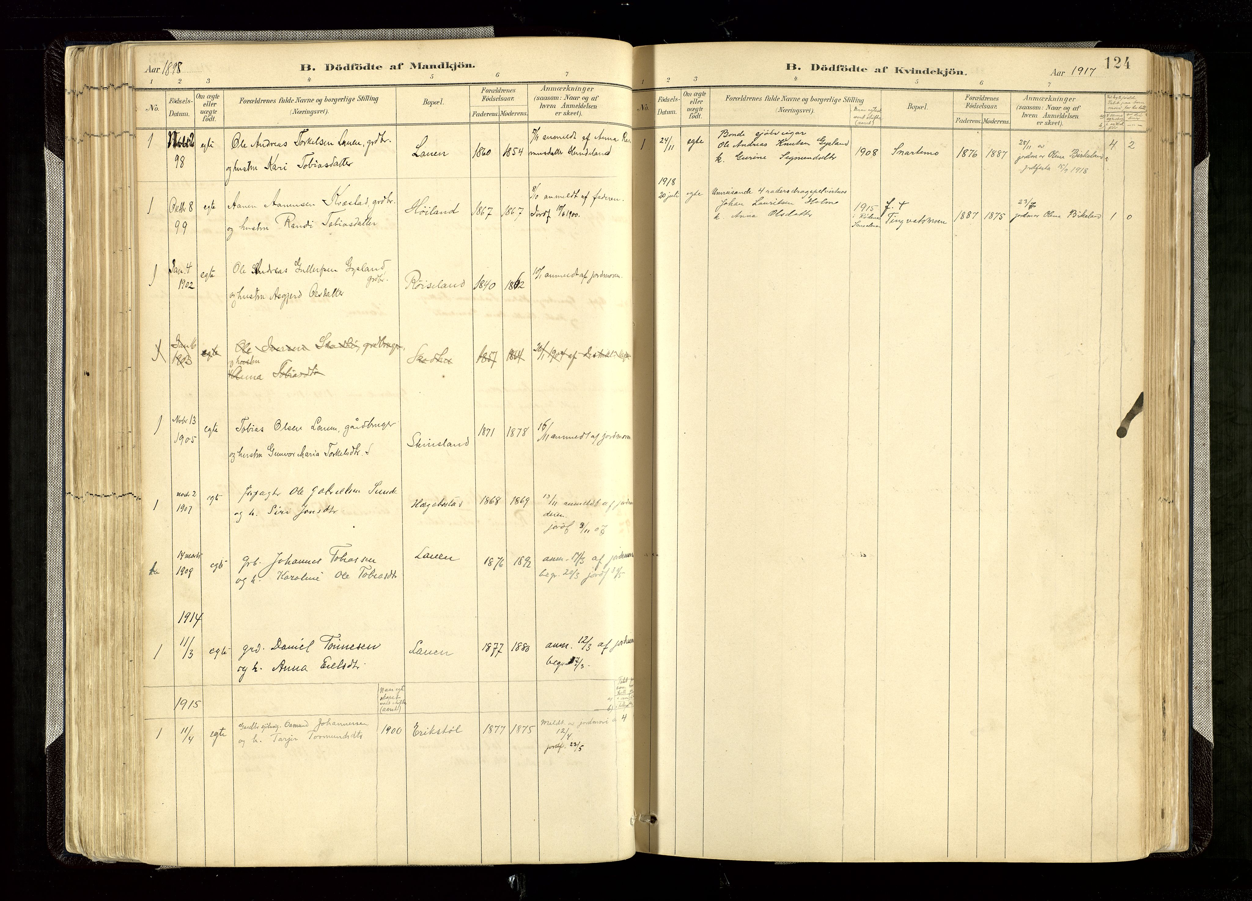 Hægebostad sokneprestkontor, SAK/1111-0024/F/Fa/Faa/L0006: Ministerialbok nr. A 6, 1887-1929, s. 124