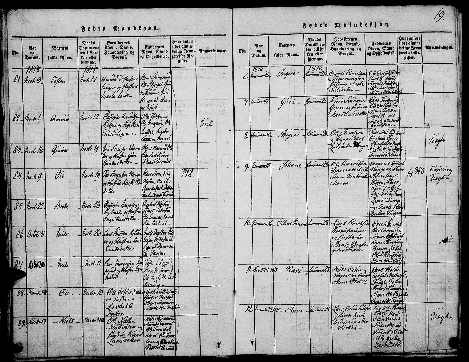 Strøm-Odalen prestekontor, AV/SAH-PREST-028/H/Ha/Haa/L0006: Ministerialbok nr. 6, 1814-1850, s. 19