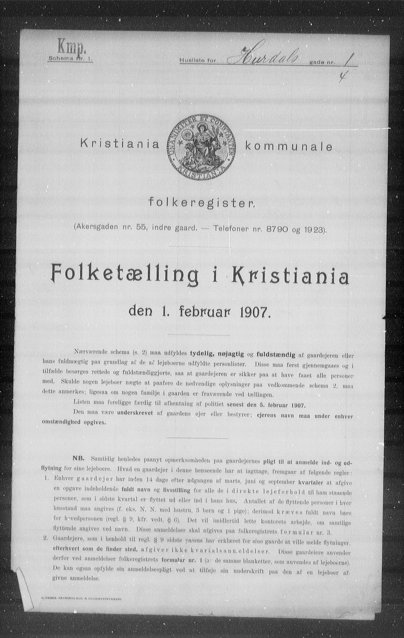 OBA, Kommunal folketelling 1.2.1907 for Kristiania kjøpstad, 1907, s. 21667