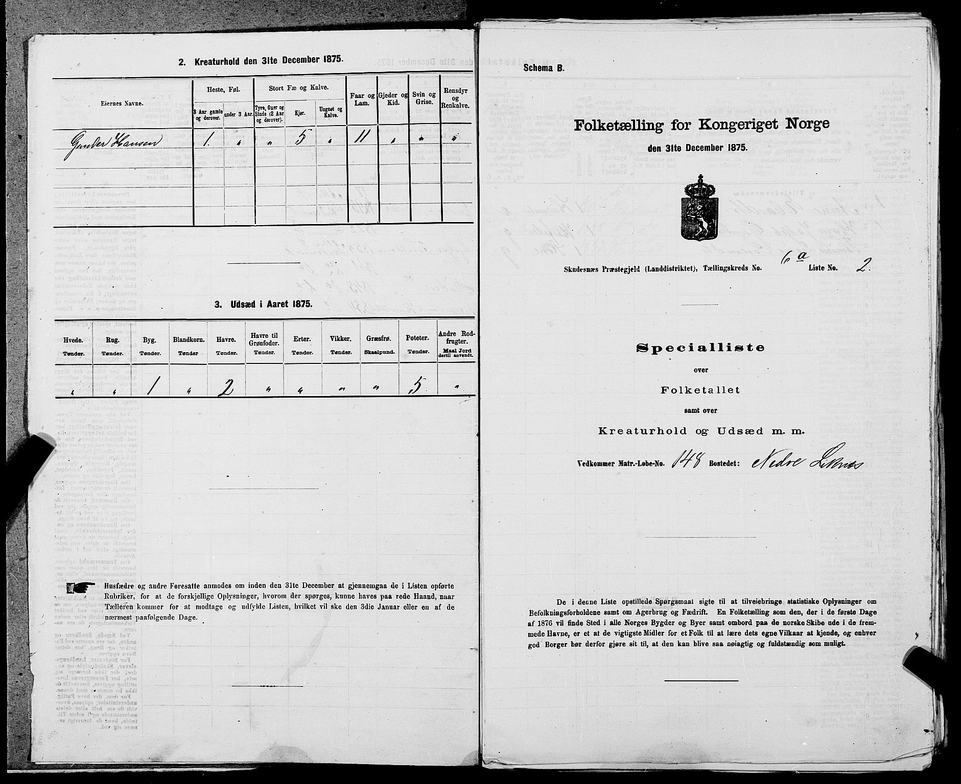 SAST, Folketelling 1875 for 1150L Skudenes prestegjeld, Falnes sokn, Åkra sokn og Ferkingstad sokn, 1875, s. 711