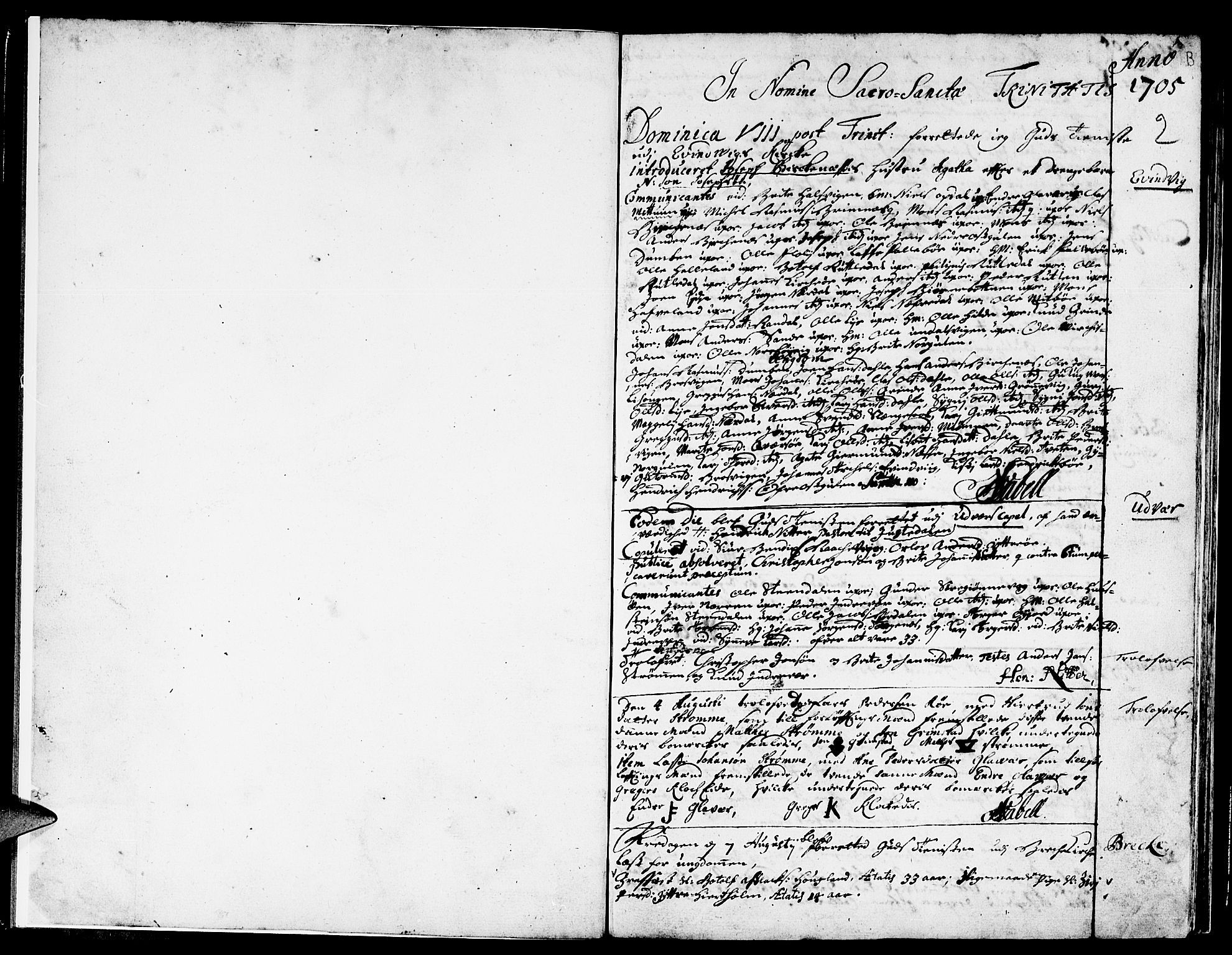 Gulen sokneprestembete, AV/SAB-A-80201/H/Haa/Haaa/L0004: Ministerialbok nr. A 4, 1705-1708, s. 2