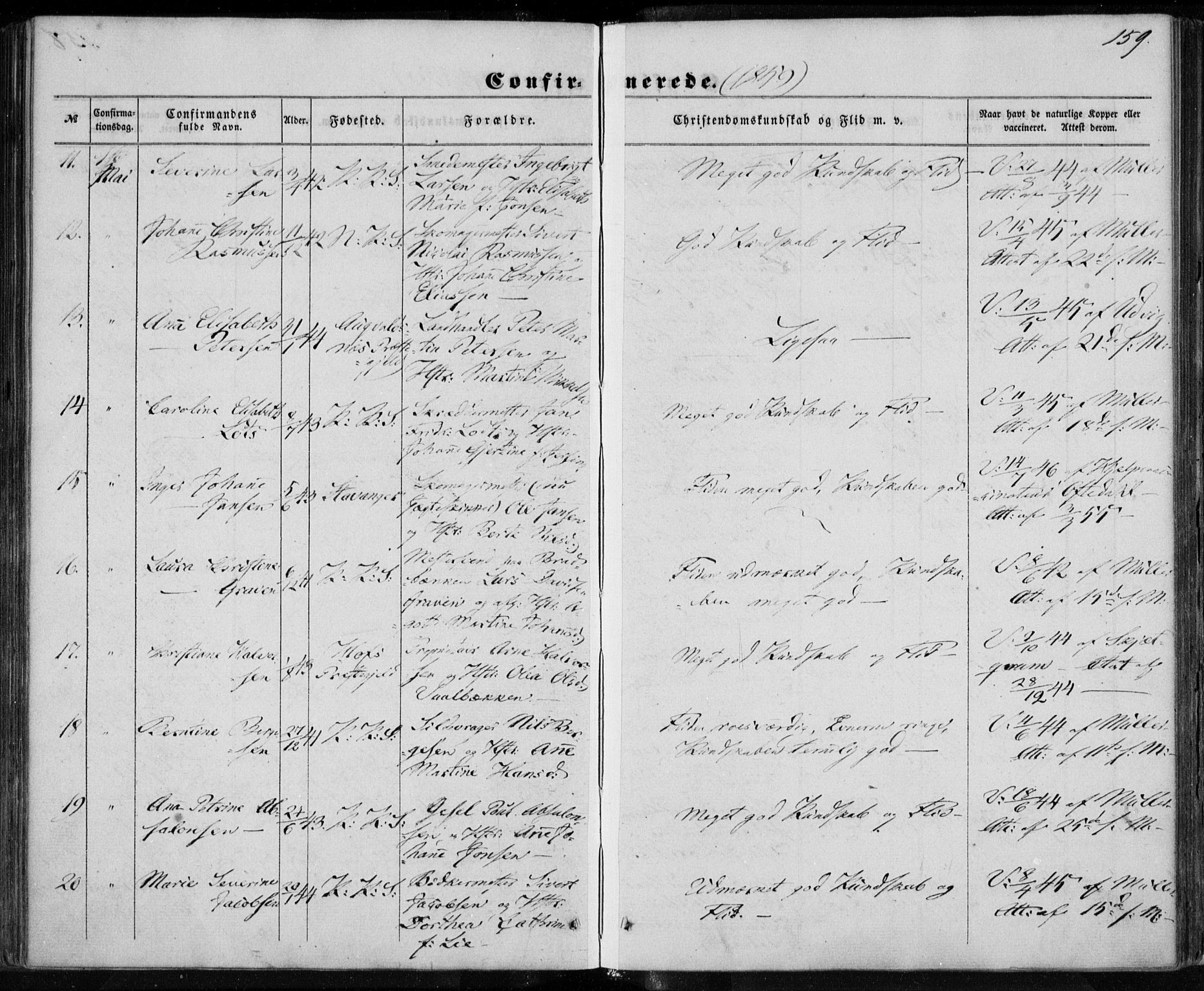 Korskirken sokneprestembete, SAB/A-76101/H/Haa/L0027: Ministerialbok nr. C 3, 1854-1868, s. 159