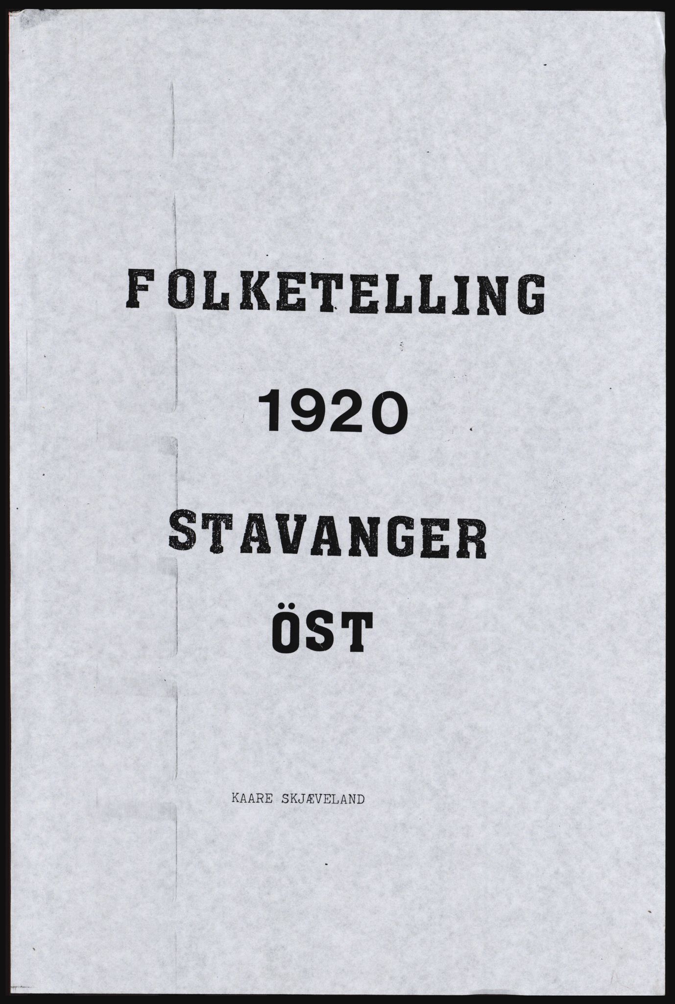 SAST, Avskrift av folketellingen 1920 for Stavanger kjøpstad, 1920, s. 501