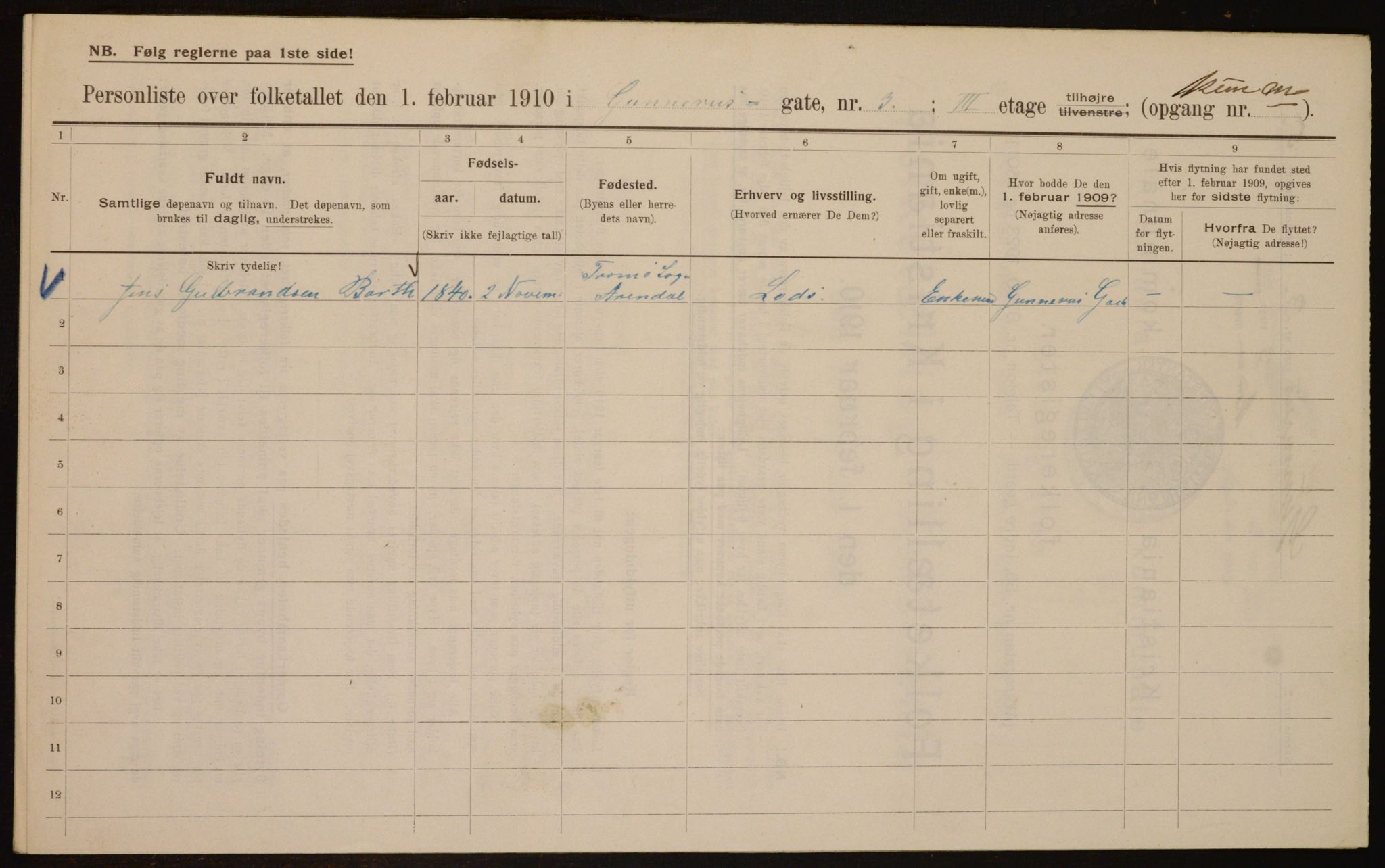 OBA, Kommunal folketelling 1.2.1910 for Kristiania, 1910, s. 5002