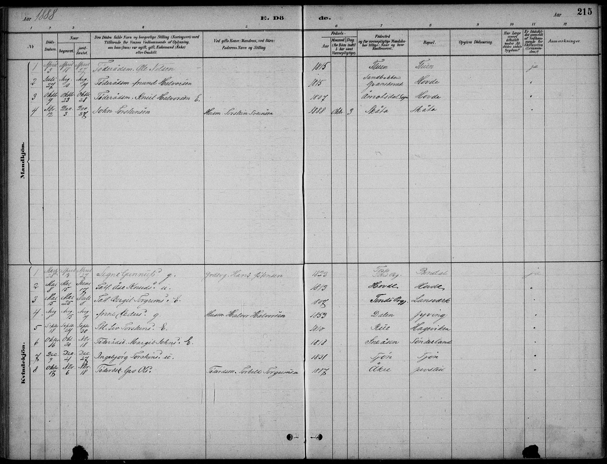 Hjartdal kirkebøker, AV/SAKO-A-270/F/Fc/L0002: Ministerialbok nr. III 2, 1880-1936, s. 215