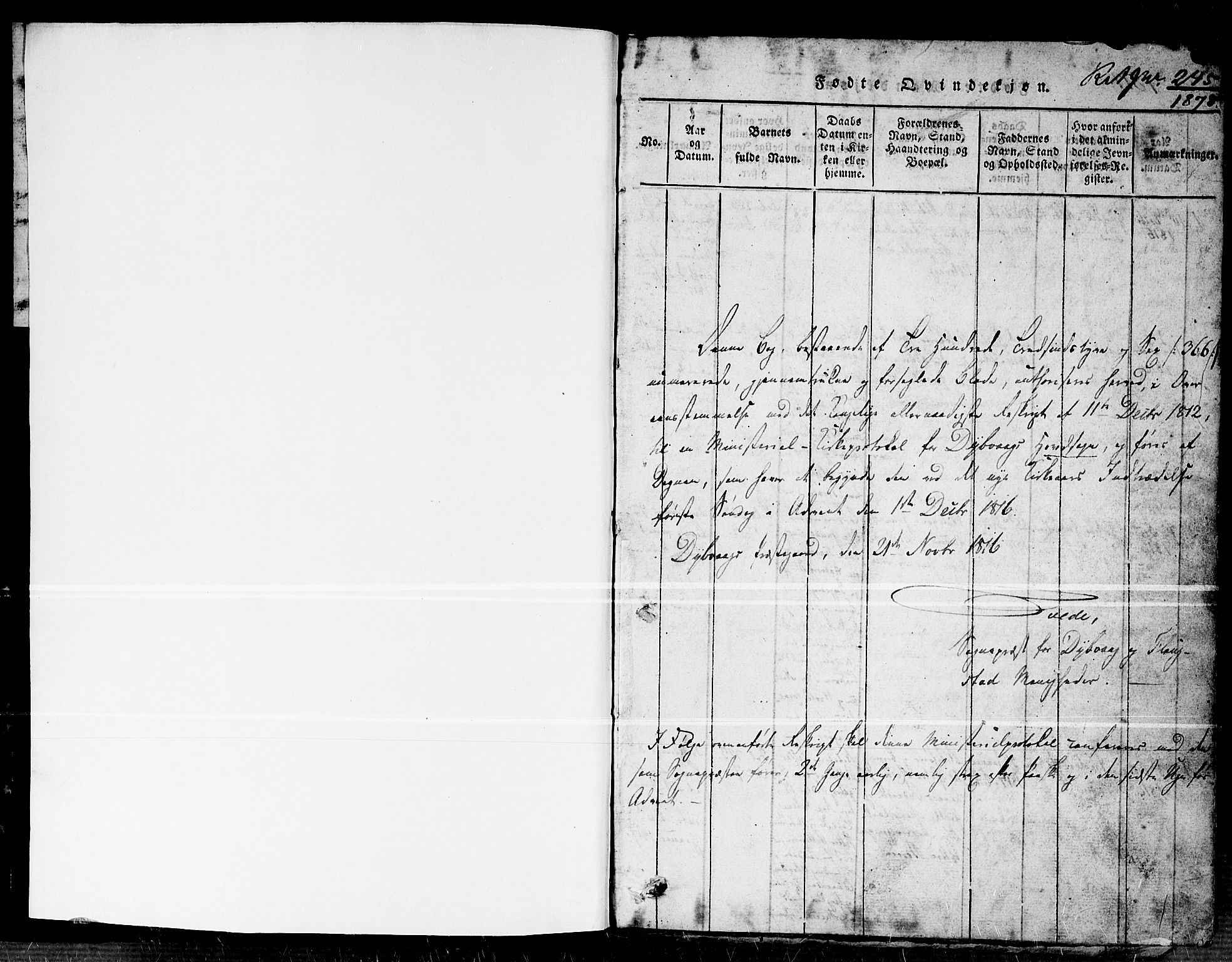 Dypvåg sokneprestkontor, AV/SAK-1111-0007/F/Fb/Fba/L0009: Klokkerbok nr. B 9, 1816-1842