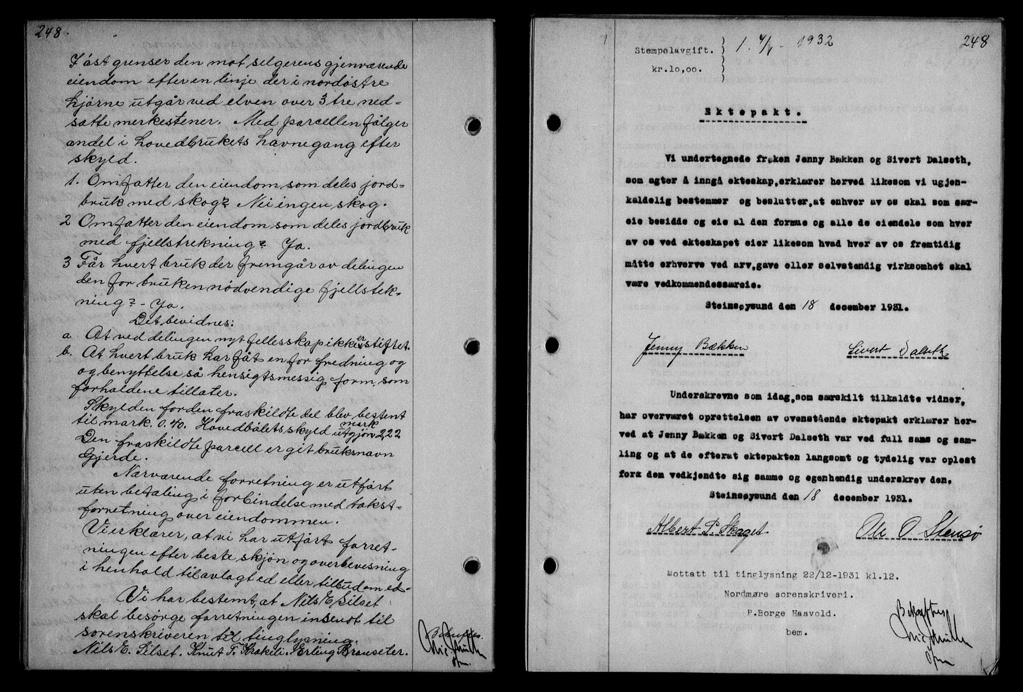 Nordmøre sorenskriveri, AV/SAT-A-4132/1/2/2Ca: Pantebok nr. 64, 1931-1932, Tingl.dato: 04.01.1932