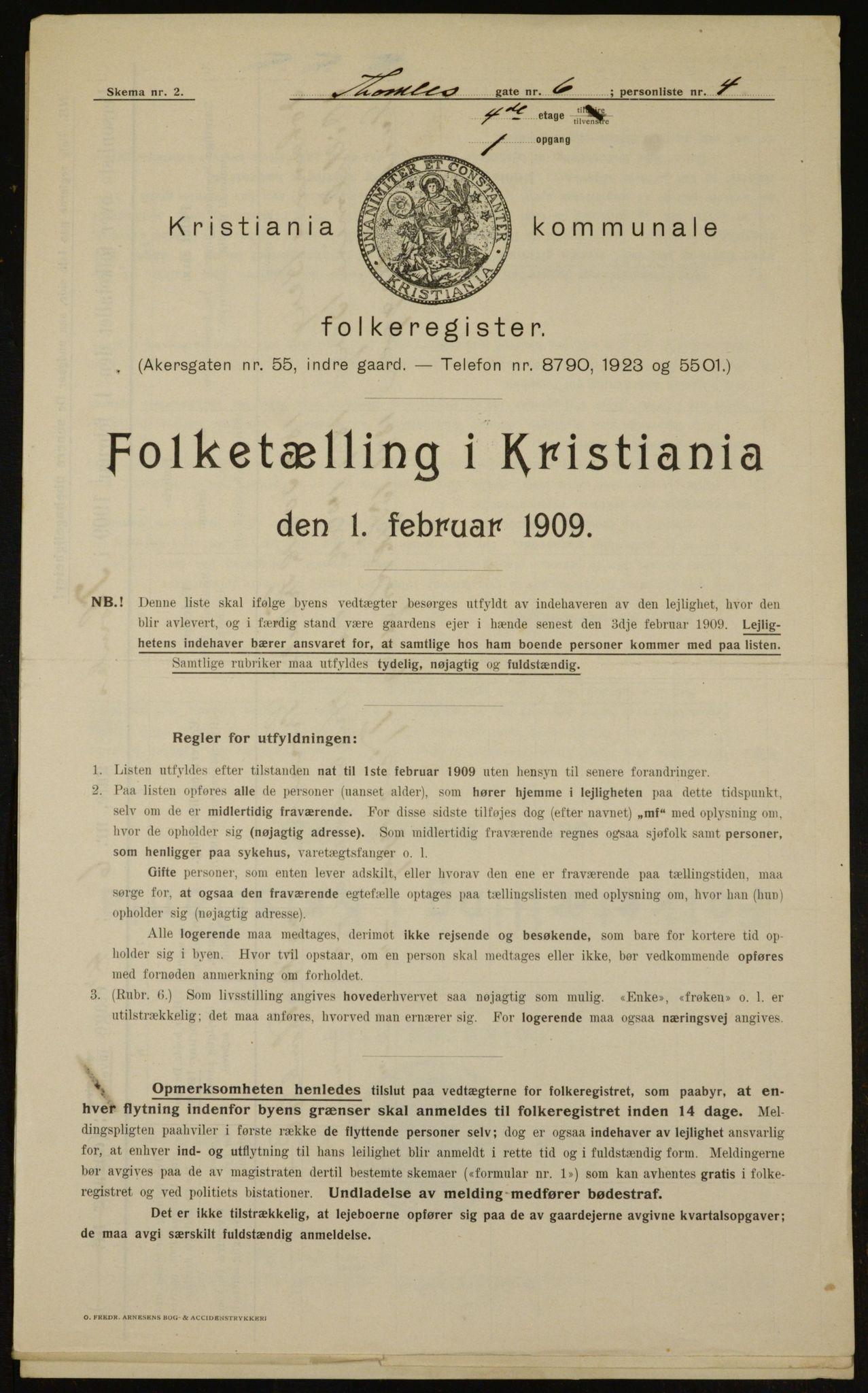 OBA, Kommunal folketelling 1.2.1909 for Kristiania kjøpstad, 1909, s. 98996