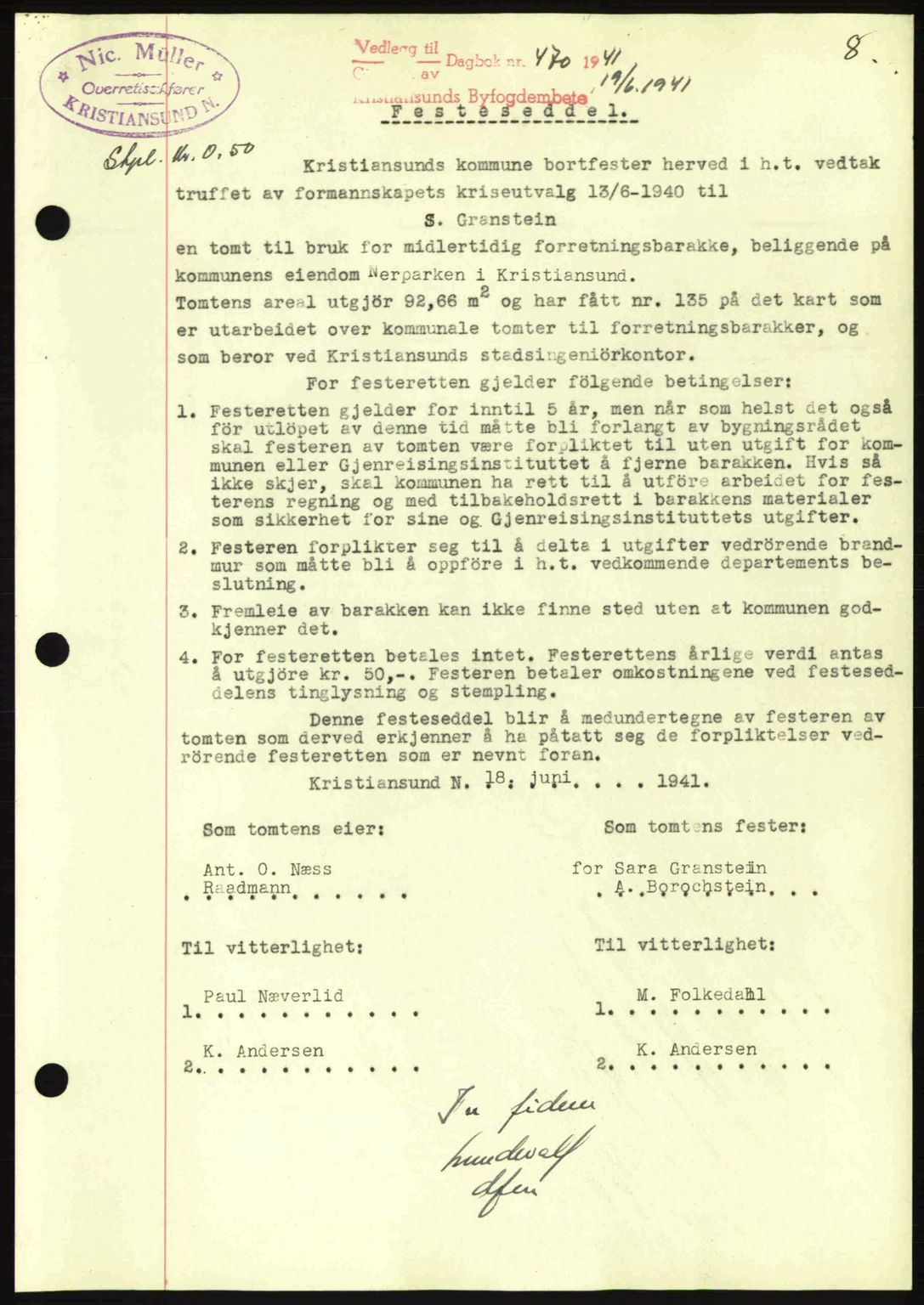 Kristiansund byfogd, AV/SAT-A-4587/A/27: Pantebok nr. 35, 1941-1942, Dagboknr: 470/1941