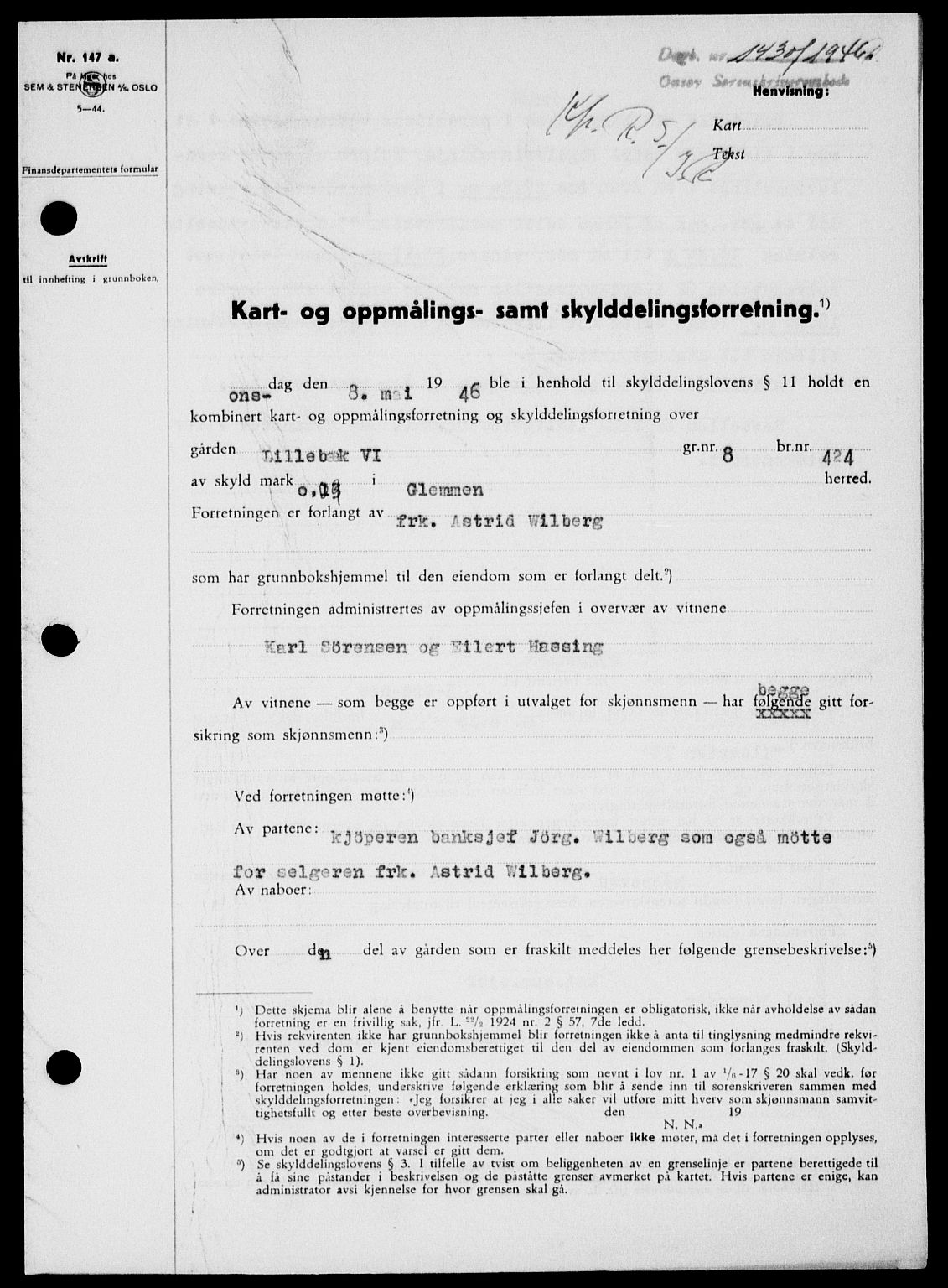 Onsøy sorenskriveri, SAO/A-10474/G/Ga/Gab/L0016: Pantebok nr. II A-16, 1946-1946, Dagboknr: 1430/1946