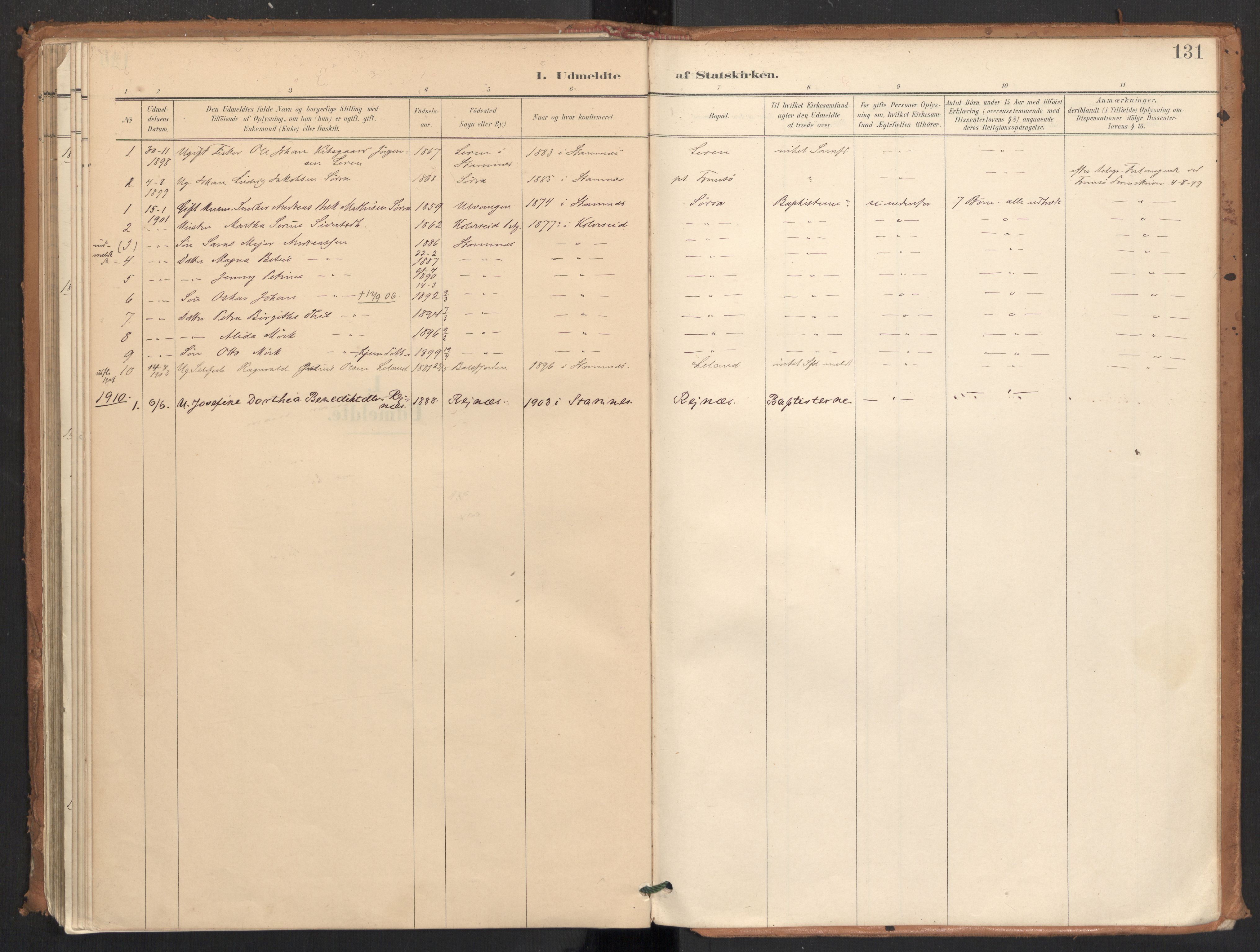 Ministerialprotokoller, klokkerbøker og fødselsregistre - Nordland, SAT/A-1459/831/L0472: Ministerialbok nr. 831A03, 1897-1912, s. 131