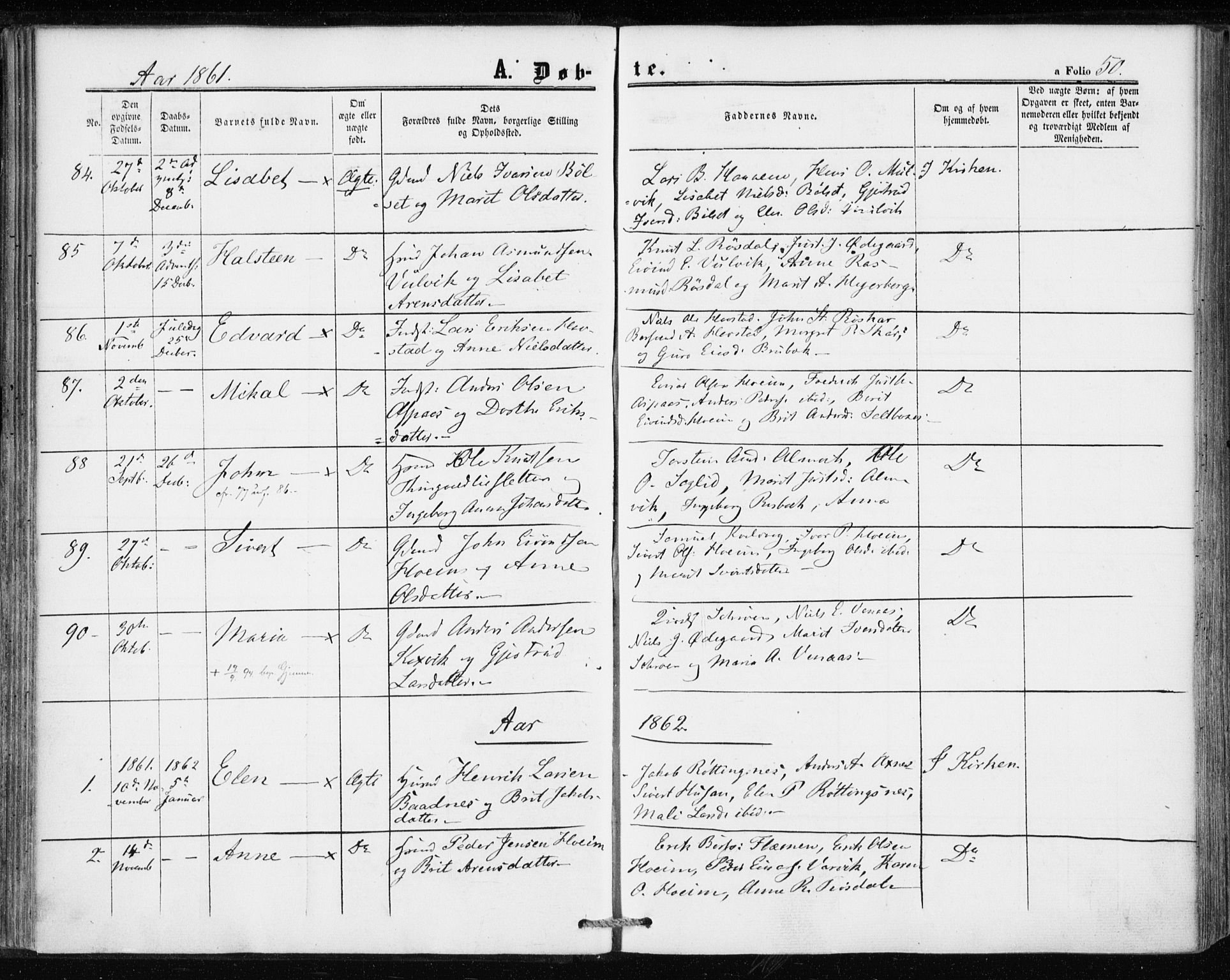 Ministerialprotokoller, klokkerbøker og fødselsregistre - Møre og Romsdal, AV/SAT-A-1454/586/L0985: Ministerialbok nr. 586A11, 1857-1866, s. 50