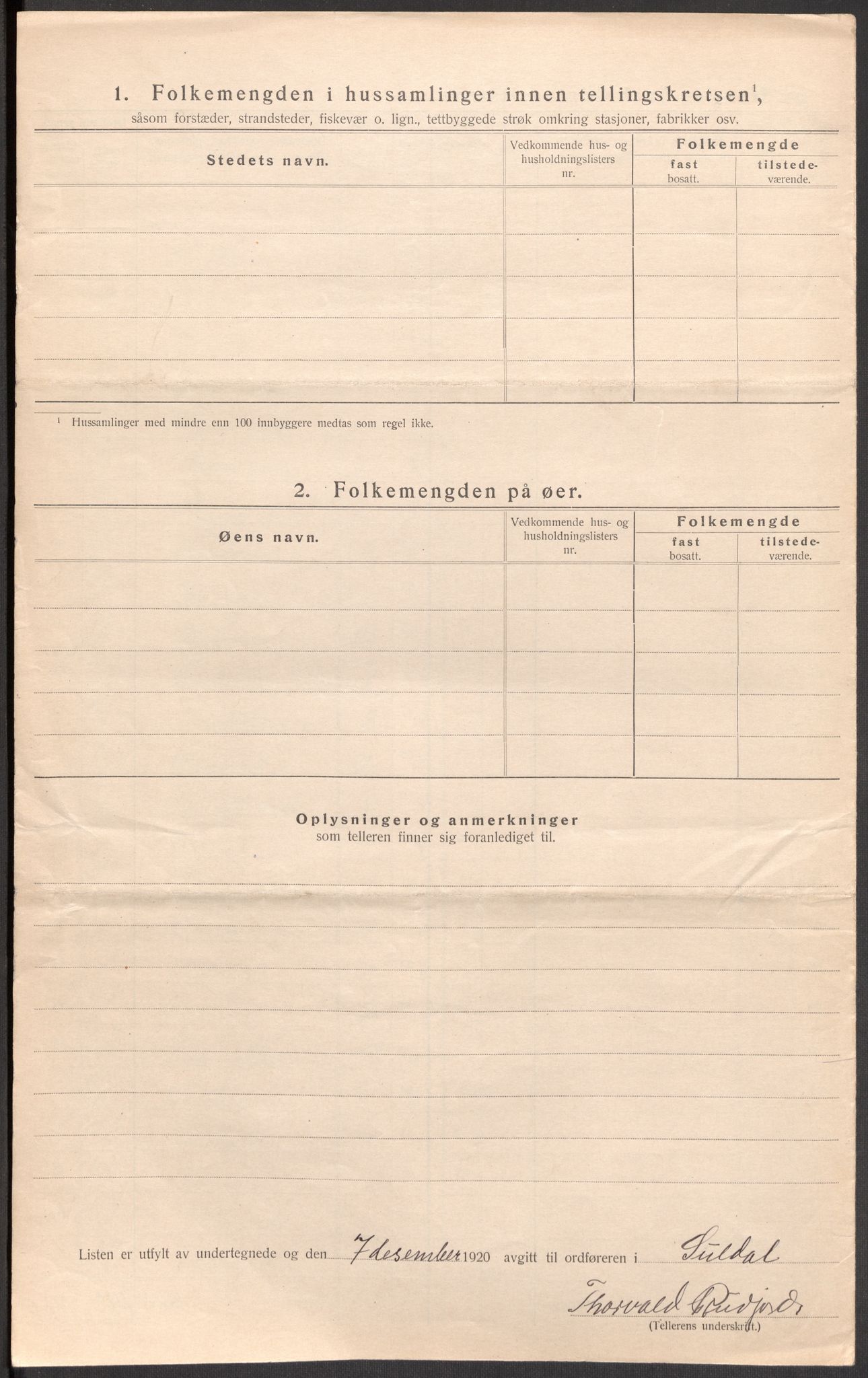 SAST, Folketelling 1920 for 1134 Suldal herred, 1920, s. 30