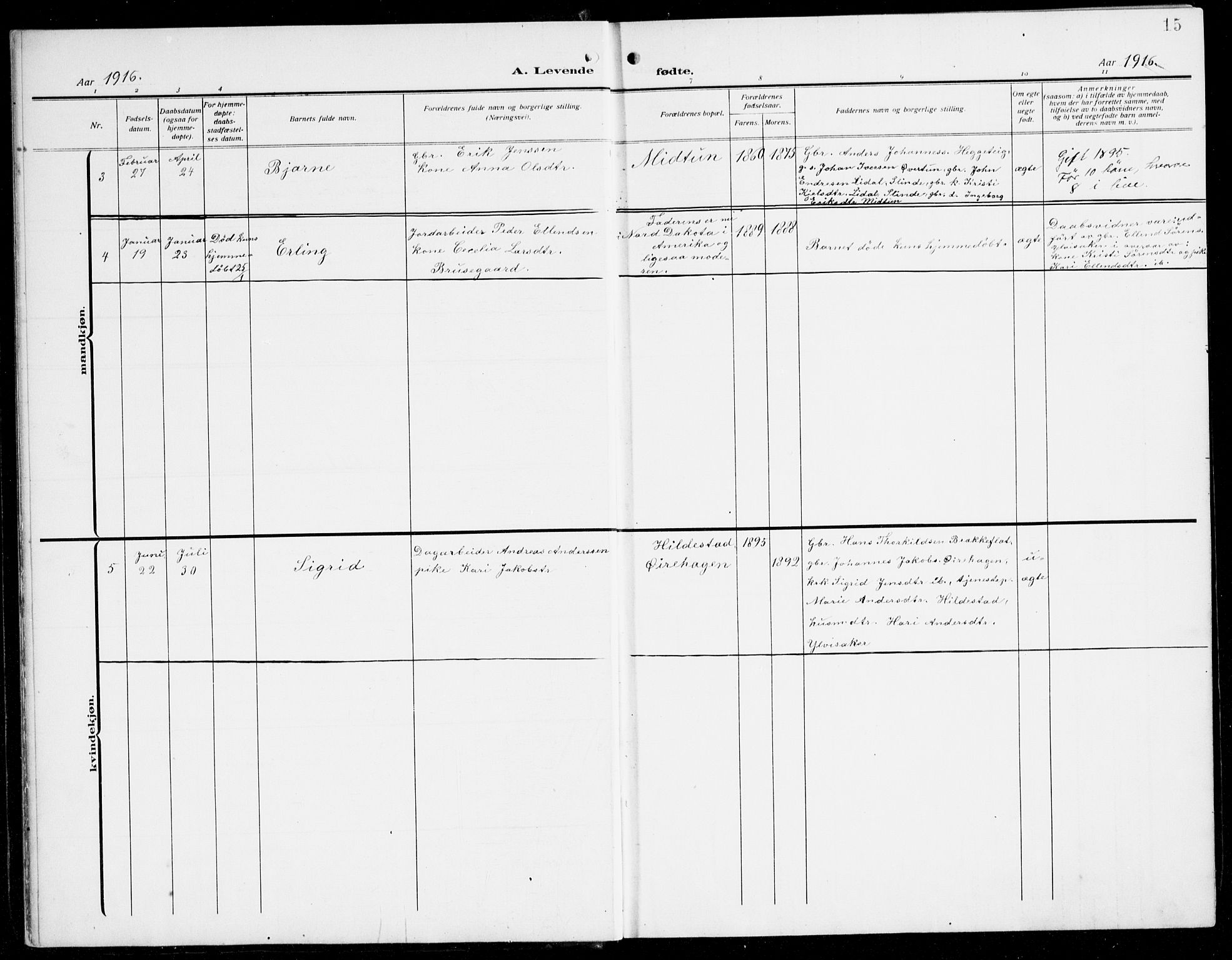 Sogndal sokneprestembete, AV/SAB-A-81301/H/Hab/Habc/L0003: Klokkerbok nr. C 3, 1911-1942, s. 15