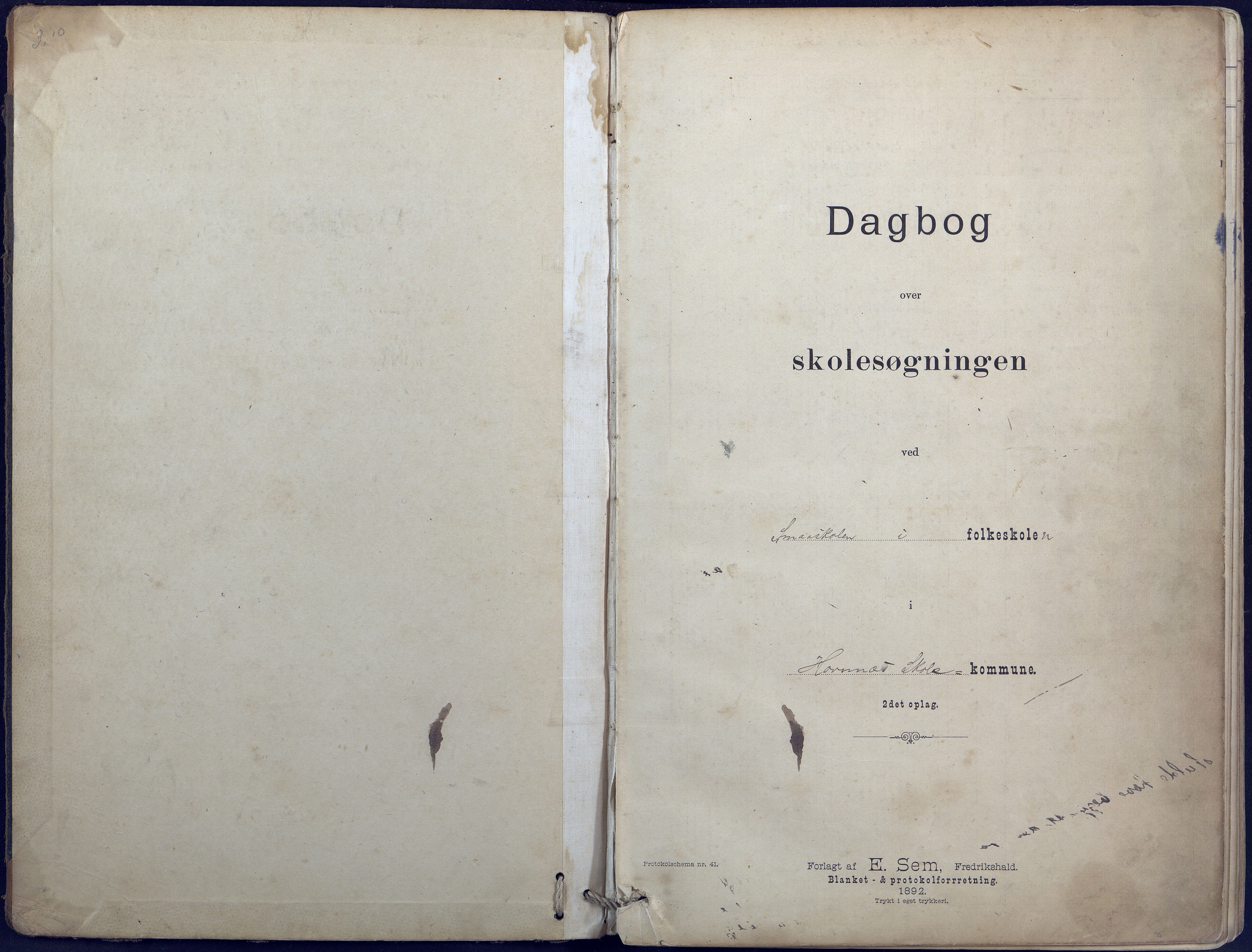 Hornnes kommune, Hornnes Skole, AAKS/KA0936-550a/F1/L0004: Dagbok småskolen i Hornnes, 1892-1906