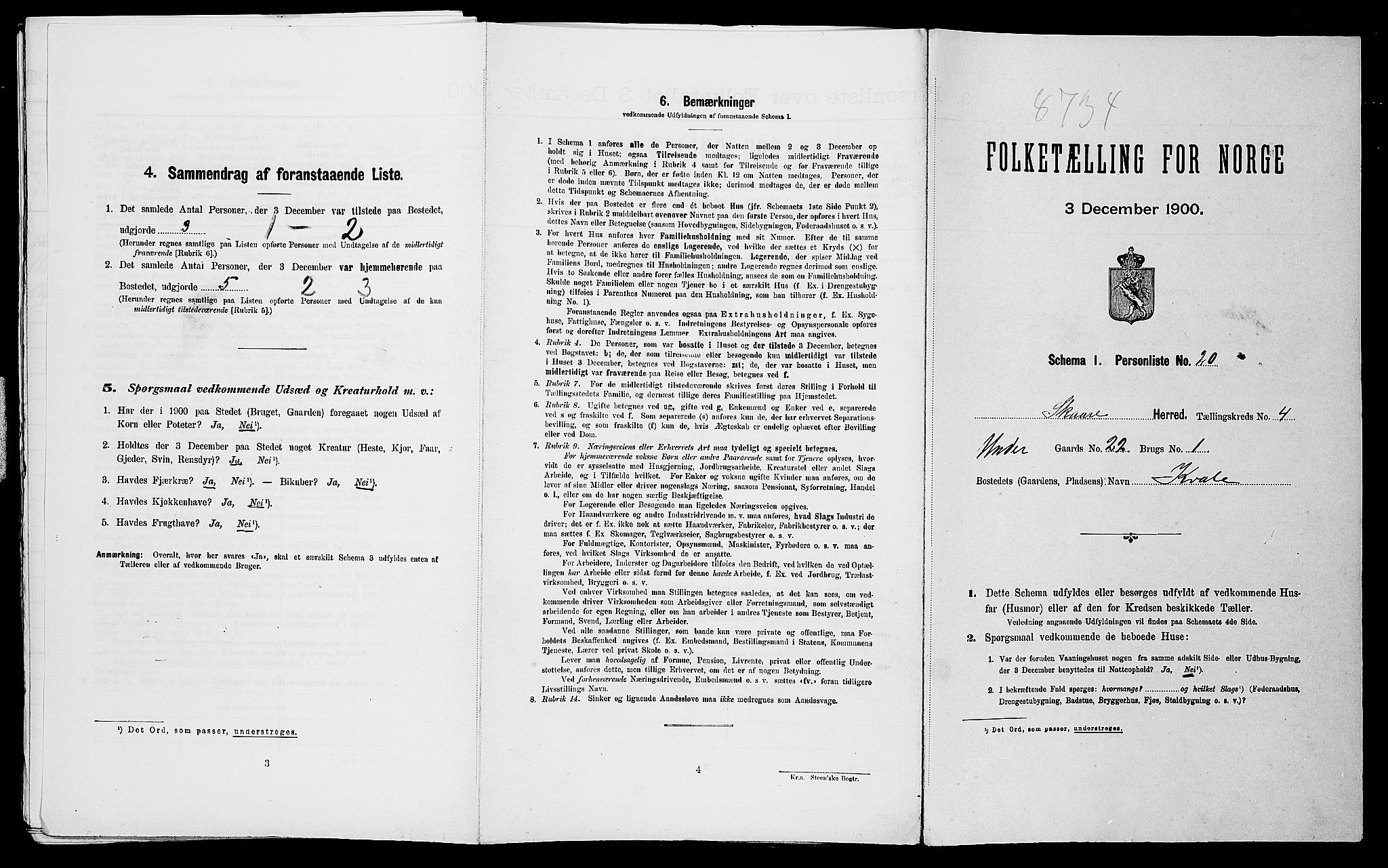 SAST, Folketelling 1900 for 1153 Skåre herred, 1900, s. 434