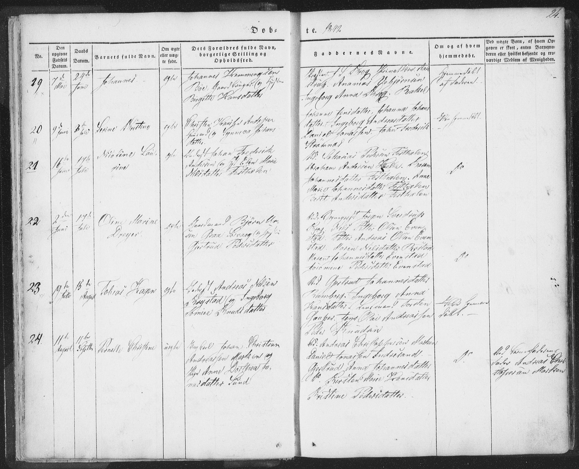 Ministerialprotokoller, klokkerbøker og fødselsregistre - Nordland, SAT/A-1459/885/L1202: Ministerialbok nr. 885A03, 1838-1859, s. 24