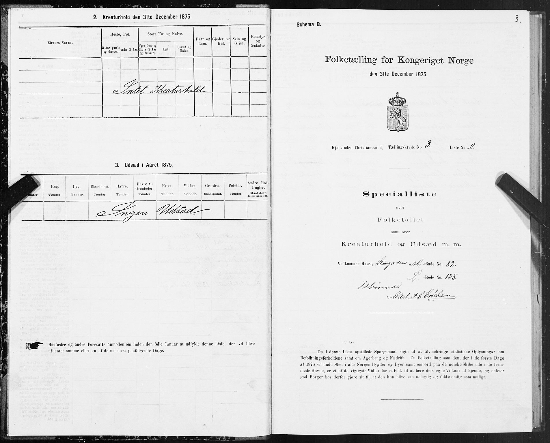 SAT, Folketelling 1875 for 1503B Kristiansund prestegjeld, Kristiansund kjøpstad, 1875, s. 3003