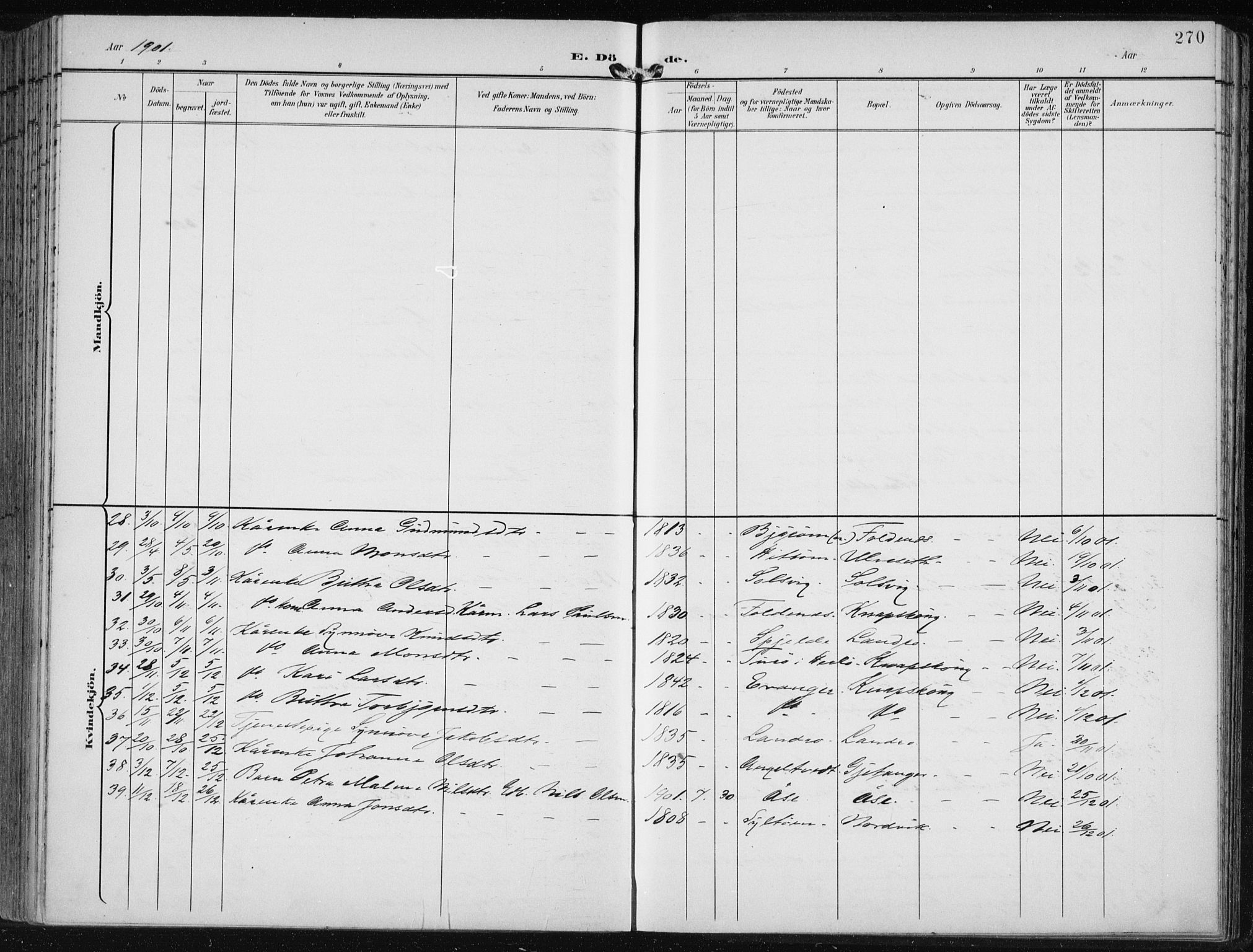 Fjell sokneprestembete, AV/SAB-A-75301/H/Haa: Ministerialbok nr. A  9, 1899-1910, s. 270