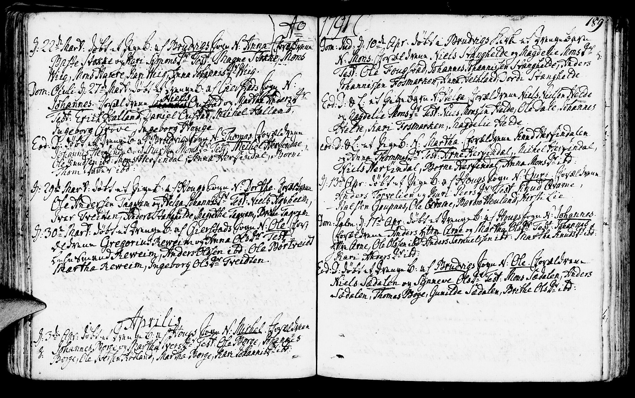 Haus sokneprestembete, SAB/A-75601/H/Haa: Ministerialbok nr. A 10, 1782-1796, s. 189