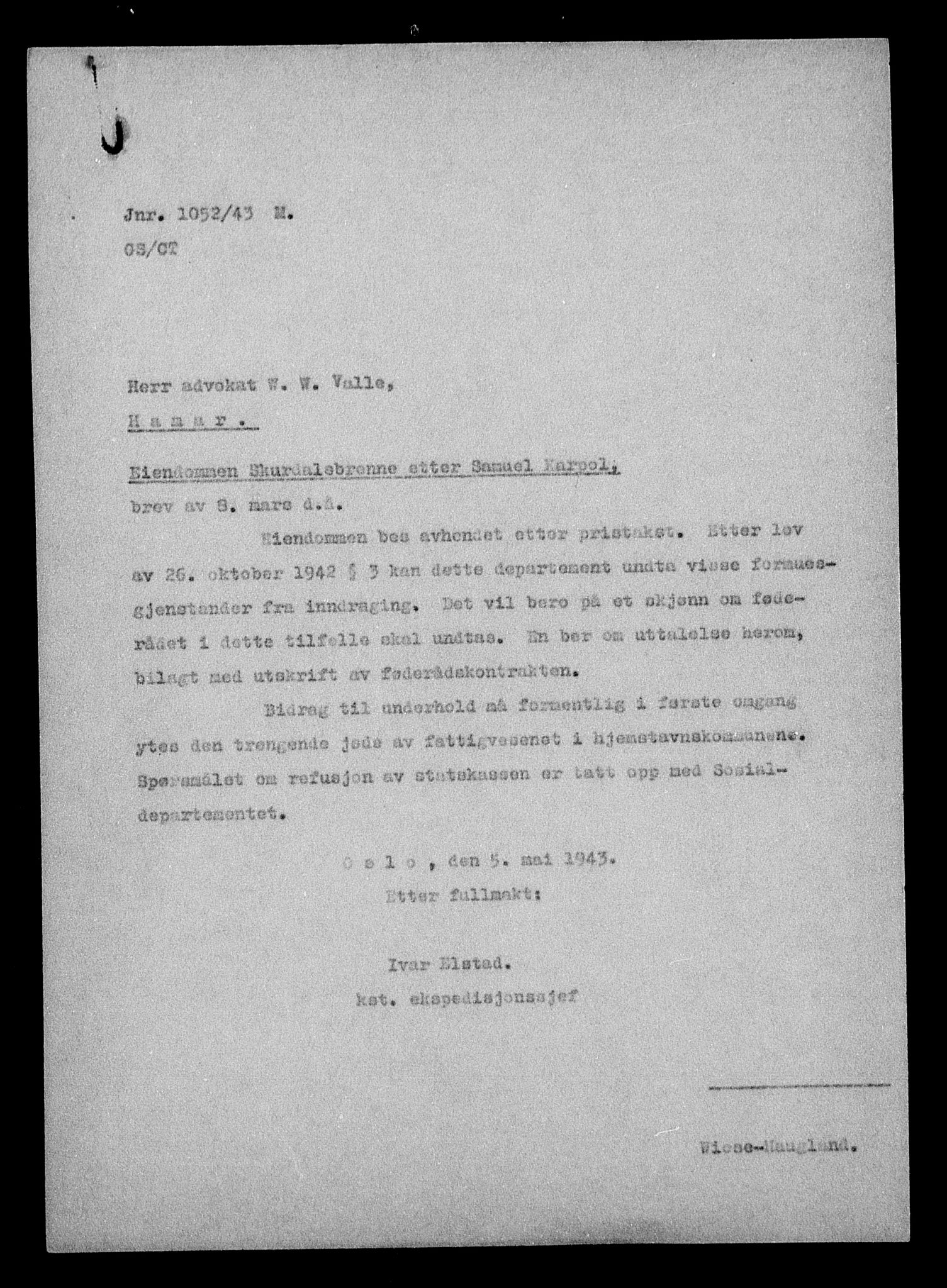 Justisdepartementet, Tilbakeføringskontoret for inndratte formuer, AV/RA-S-1564/H/Hc/Hcc/L0949: --, 1945-1947, s. 708