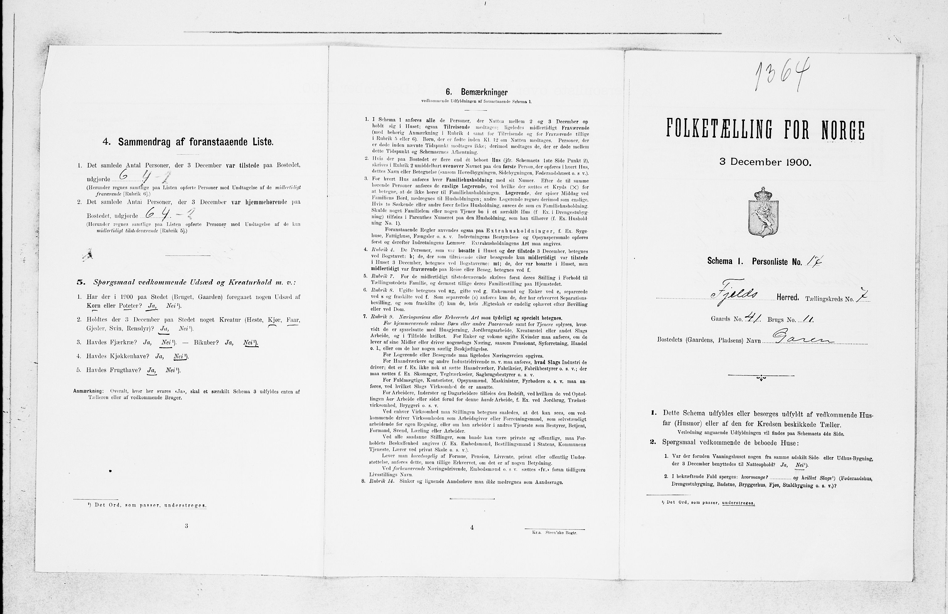 SAB, Folketelling 1900 for 1246 Fjell herred, 1900, s. 817