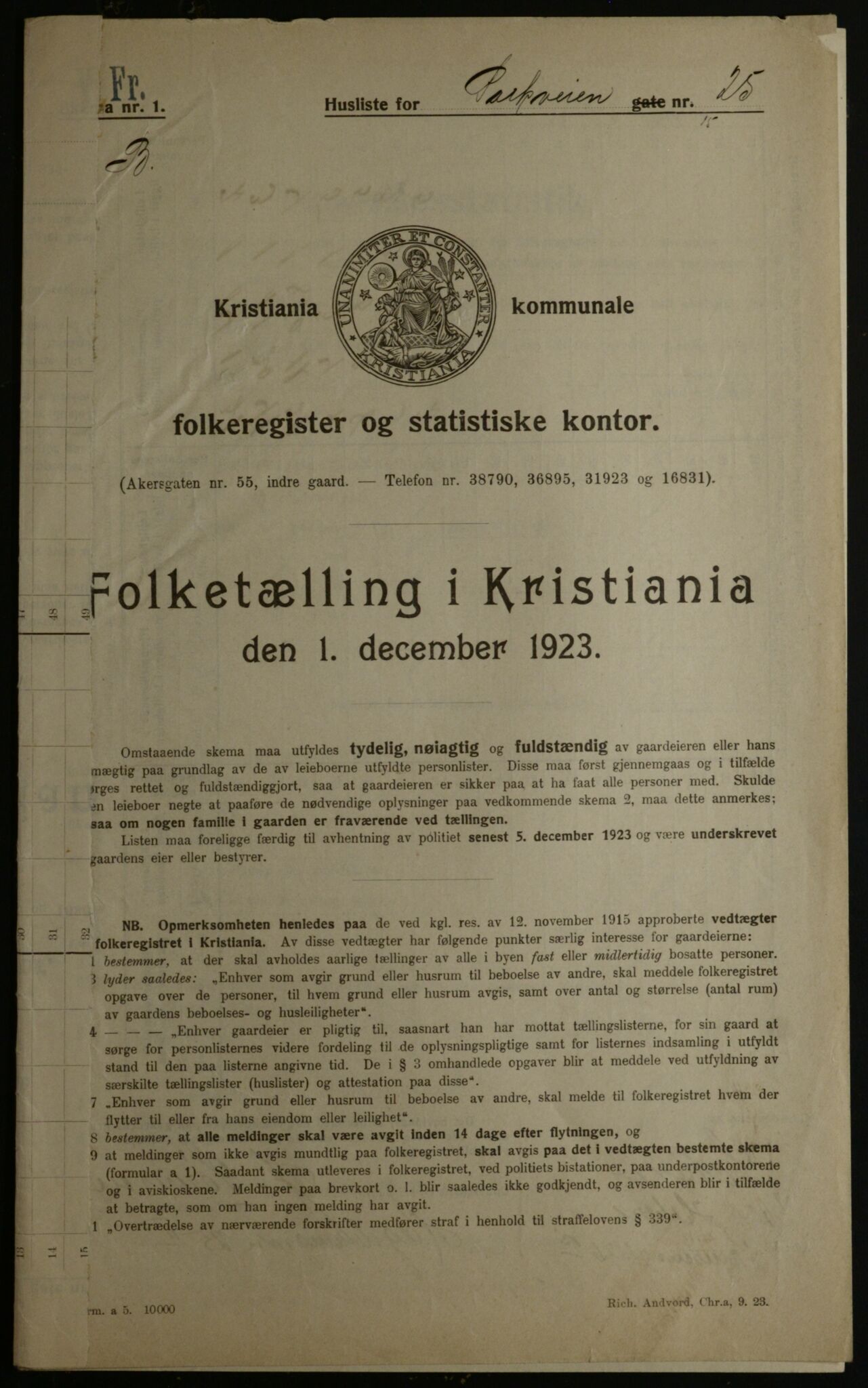 OBA, Kommunal folketelling 1.12.1923 for Kristiania, 1923, s. 86137