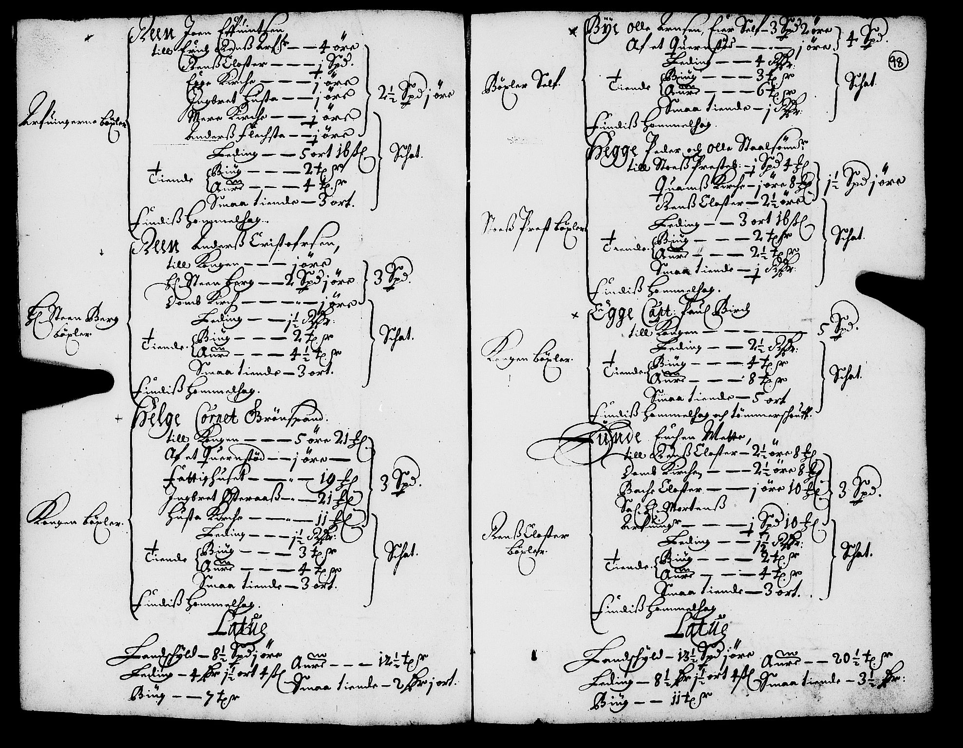 Rentekammeret inntil 1814, Realistisk ordnet avdeling, AV/RA-EA-4070/N/Nb/Nba/L0055: Inderøy len, 1668, s. 97b-98a