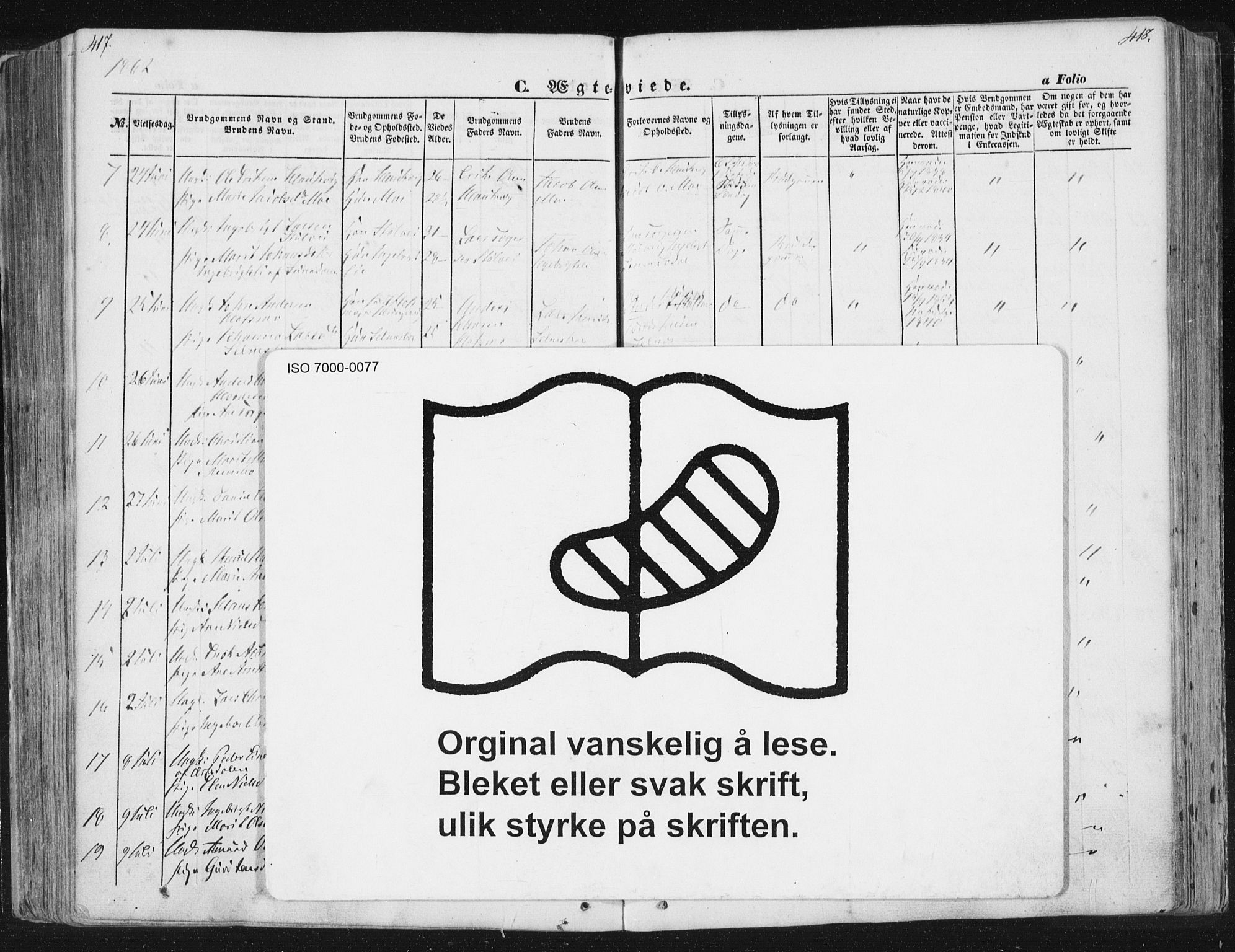 Ministerialprotokoller, klokkerbøker og fødselsregistre - Sør-Trøndelag, AV/SAT-A-1456/630/L0494: Ministerialbok nr. 630A07, 1852-1868, s. 417-418