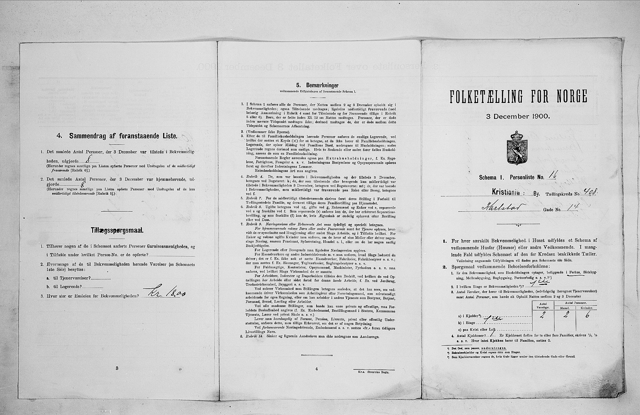 SAO, Folketelling 1900 for 0301 Kristiania kjøpstad, 1900, s. 45186