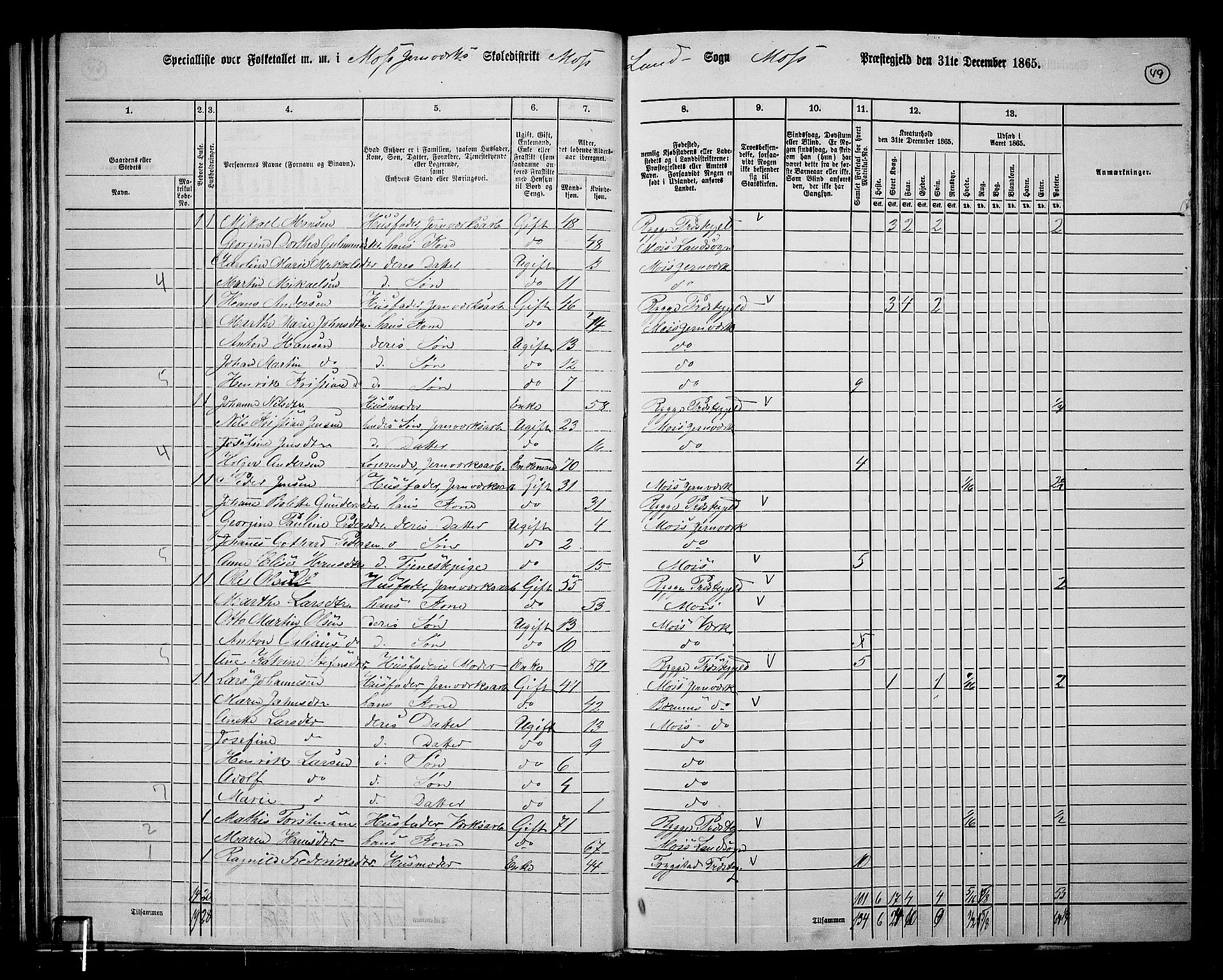 RA, Folketelling 1865 for 0194L Moss prestegjeld, Moss landsokn, 1865, s. 45