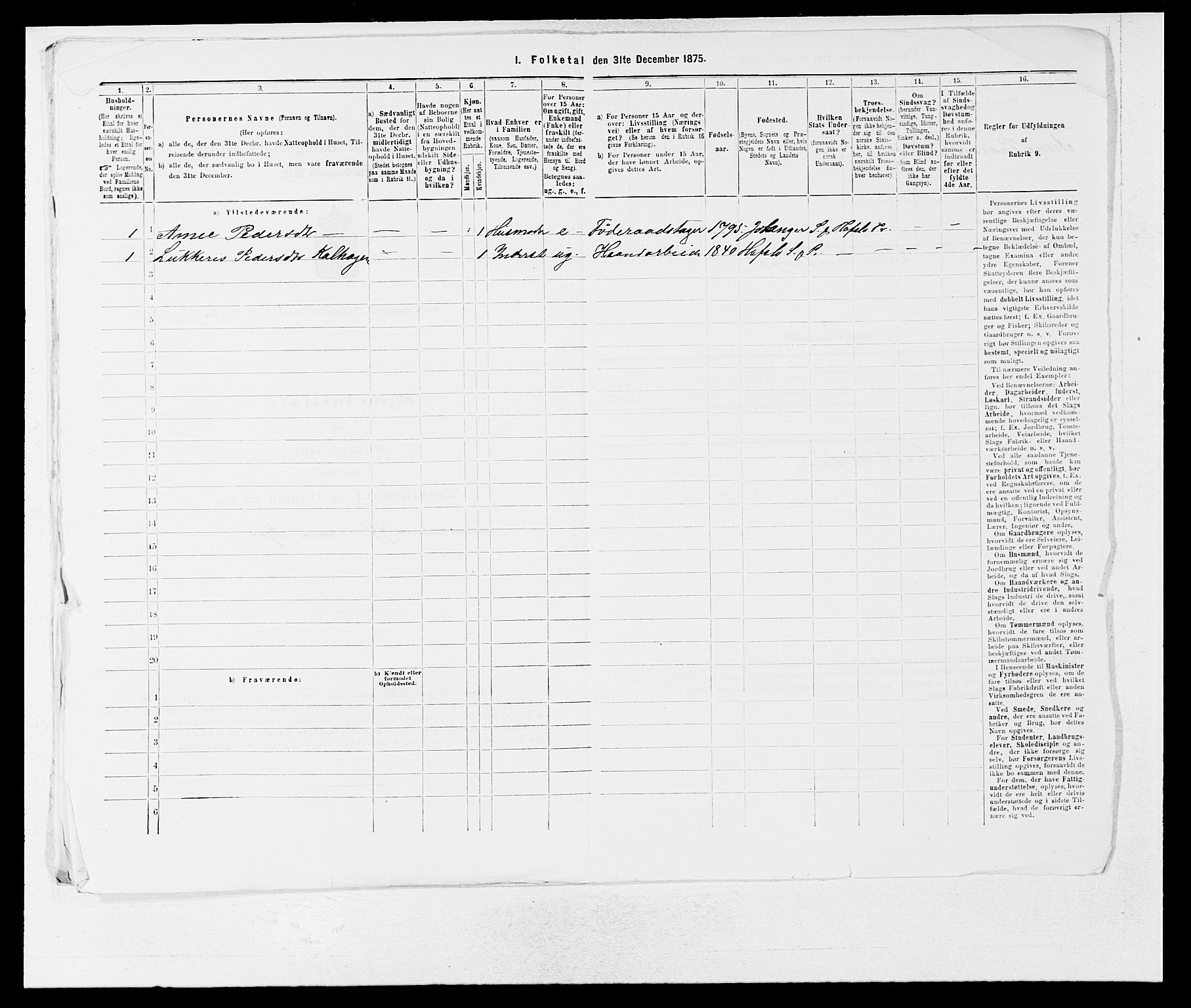 SAB, Folketelling 1875 for 1425P Hafslo prestegjeld, 1875, s. 453