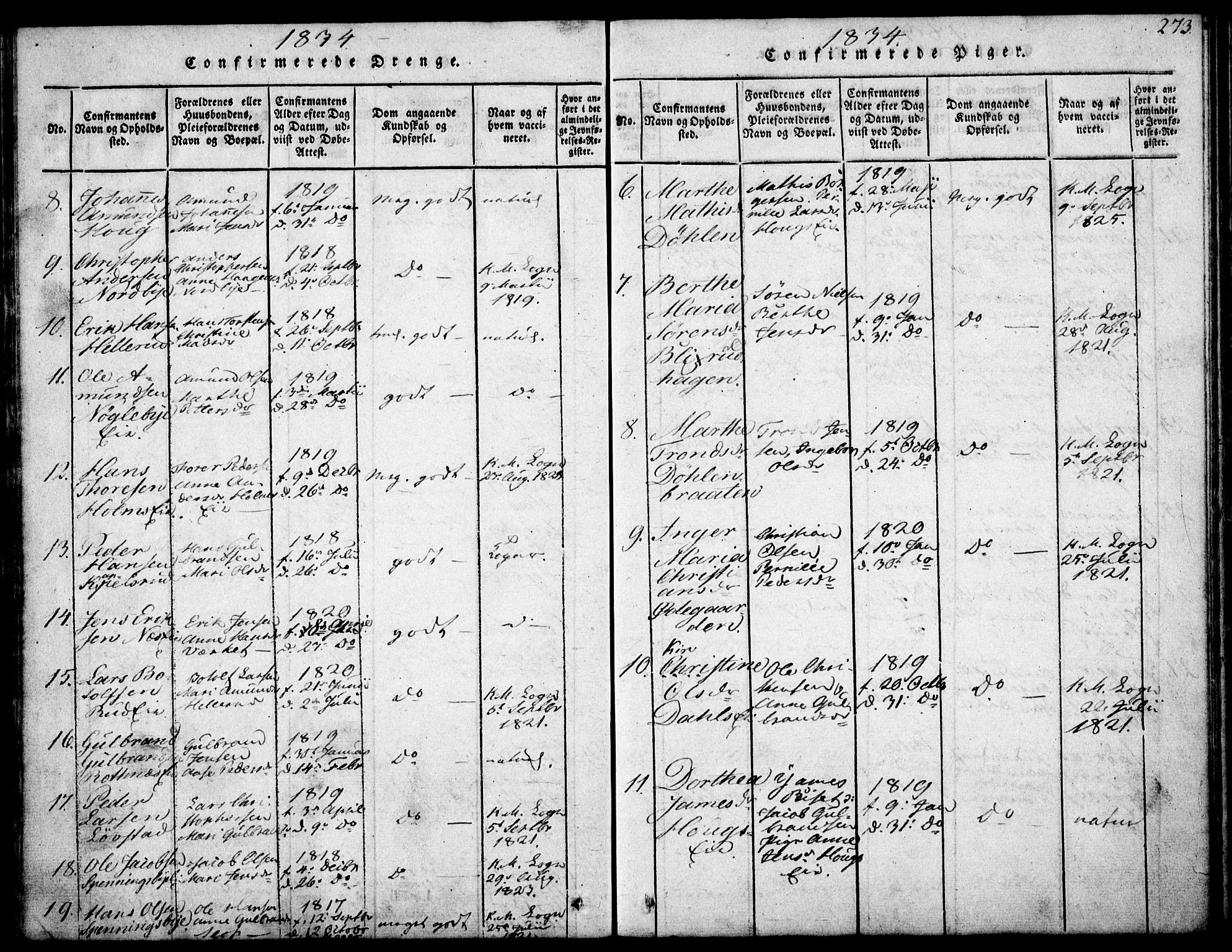 Nittedal prestekontor Kirkebøker, SAO/A-10365a/F/Fa/L0003: Ministerialbok nr. I 3, 1814-1836, s. 273