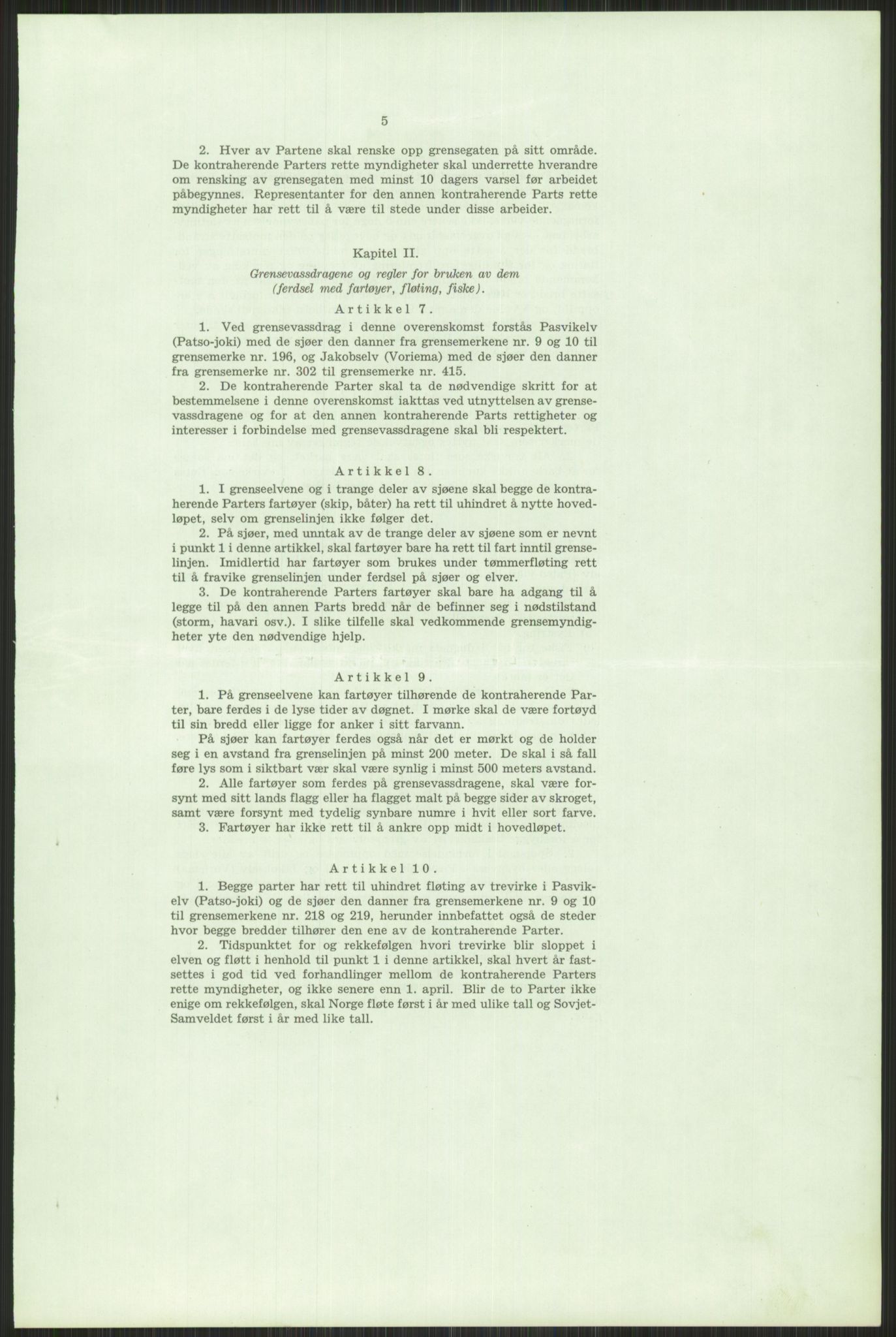 A/S Sydvaranger, AV/RA-PA-0383/Q/Qa/L0003/0009: Eiendom / Overenskomst mellom den norske og den russiske regjering vedr. forskjellige forhold ved grunn (8), 1949