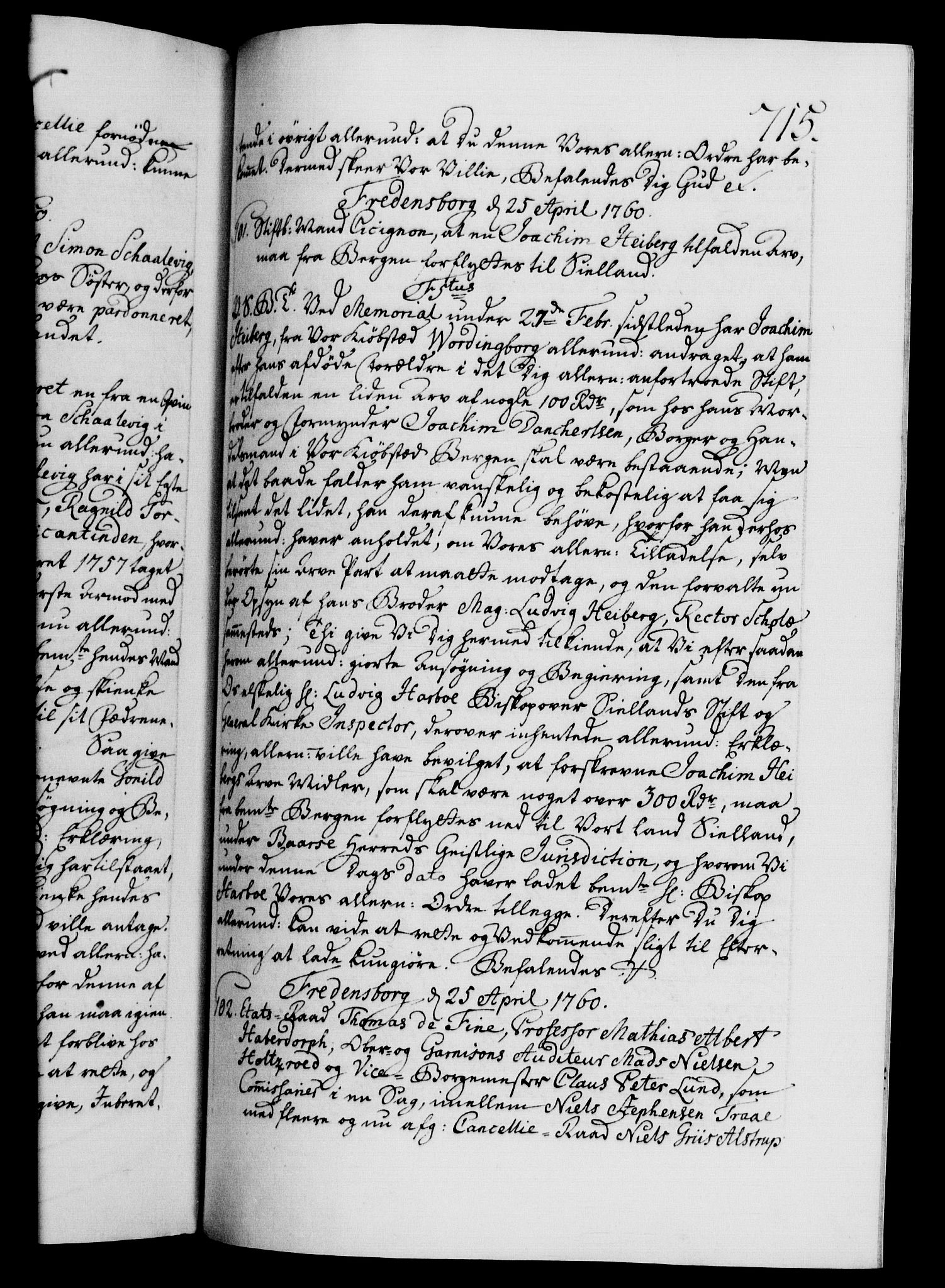 Danske Kanselli 1572-1799, AV/RA-EA-3023/F/Fc/Fca/Fcab/L0036: Norske tegnelser, 1757-1761, s. 715a