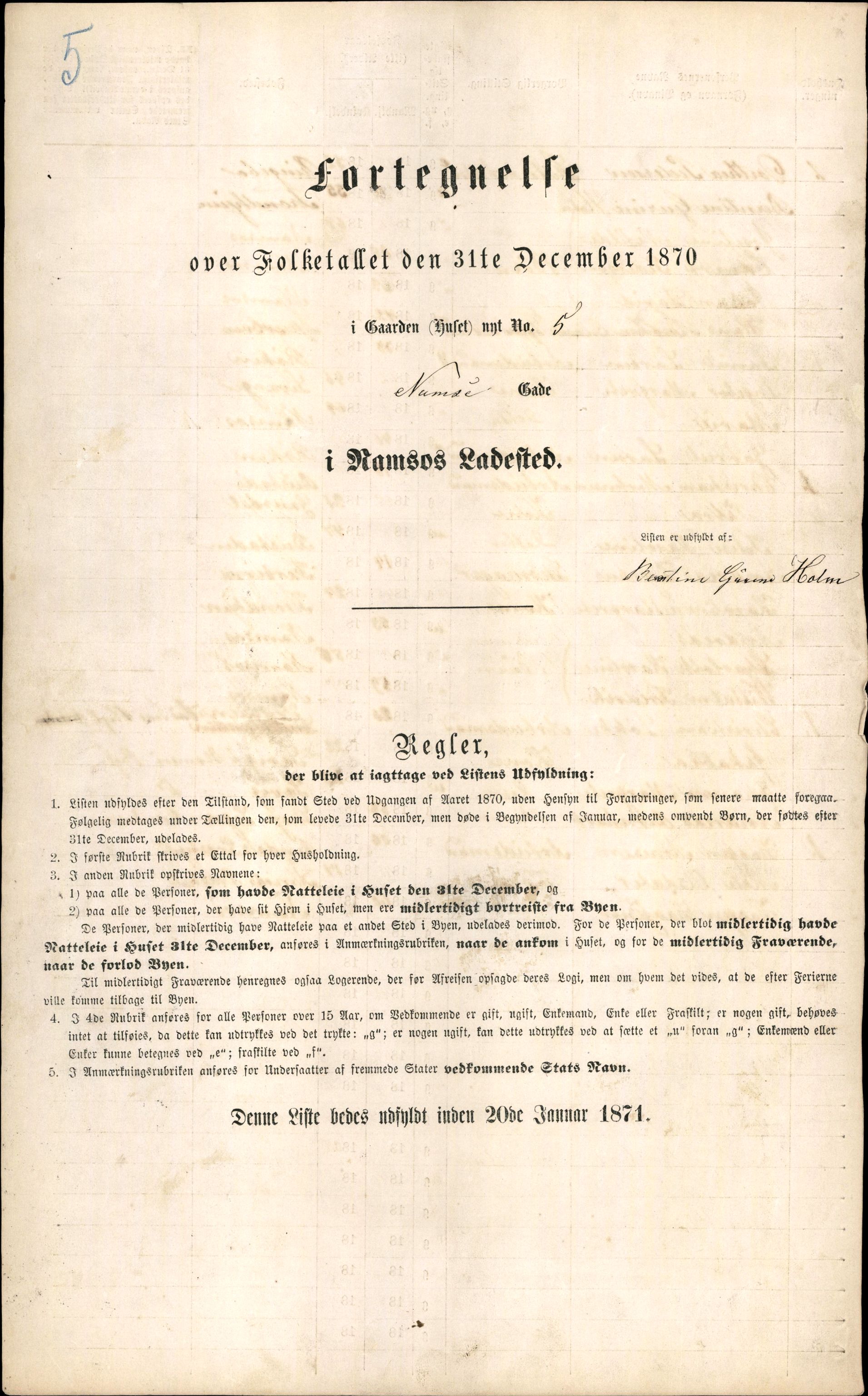 RA, Folketelling 1870 for 1703 Namsos ladested, 1870, s. 11