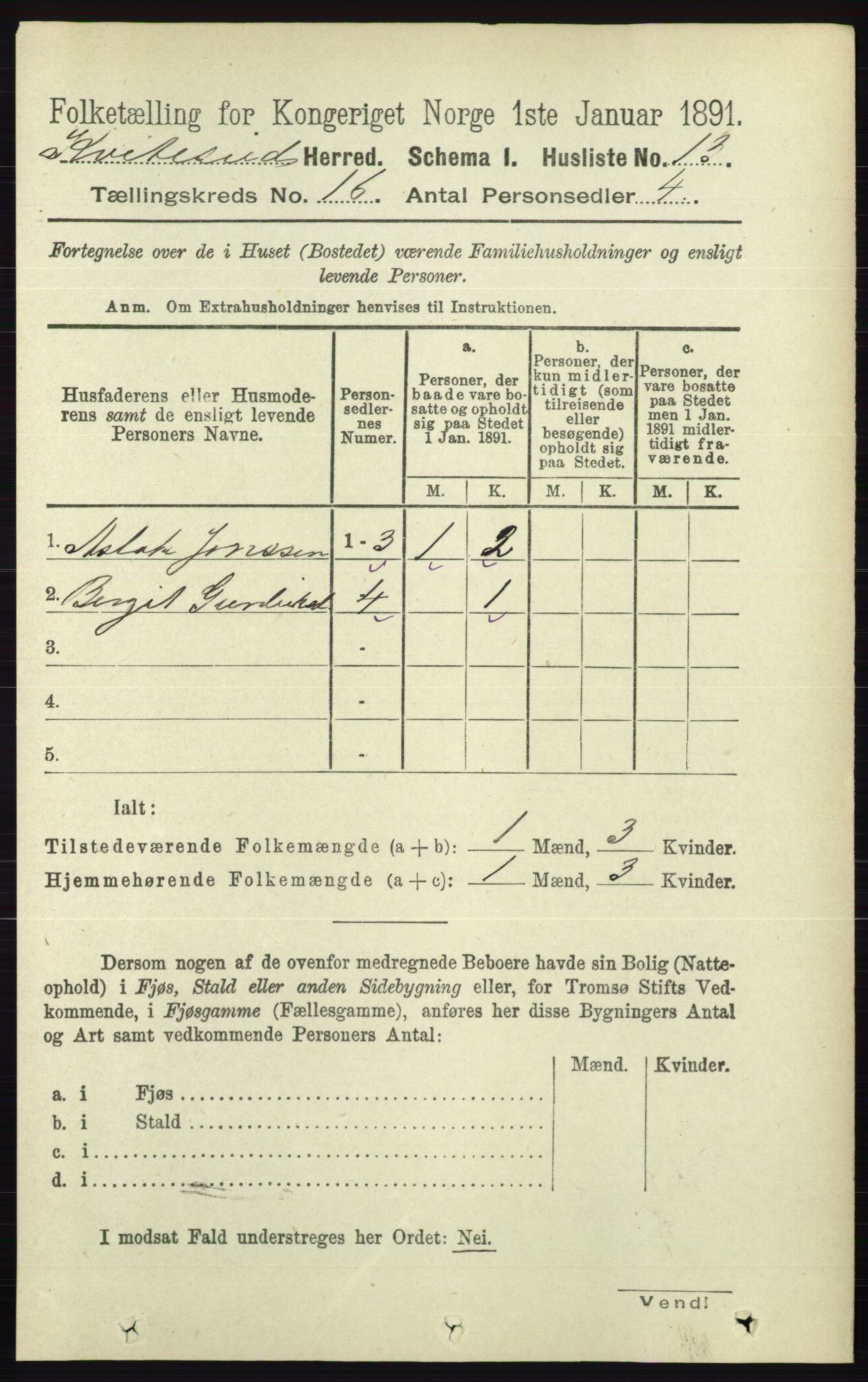 RA, Folketelling 1891 for 0829 Kviteseid herred, 1891, s. 3625