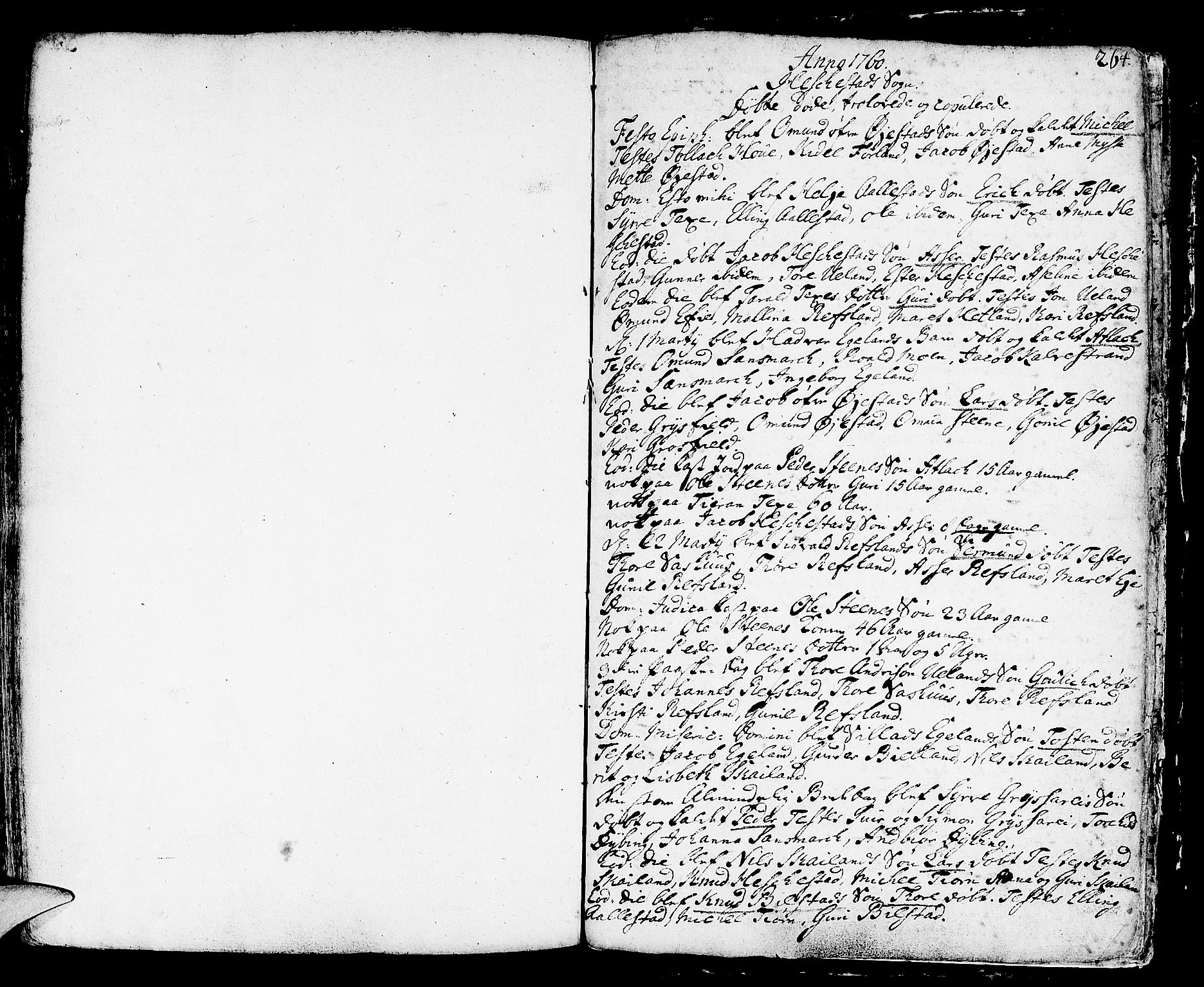 Helleland sokneprestkontor, SAST/A-101810: Ministerialbok nr. A 1 /3, 1713-1761, s. 264