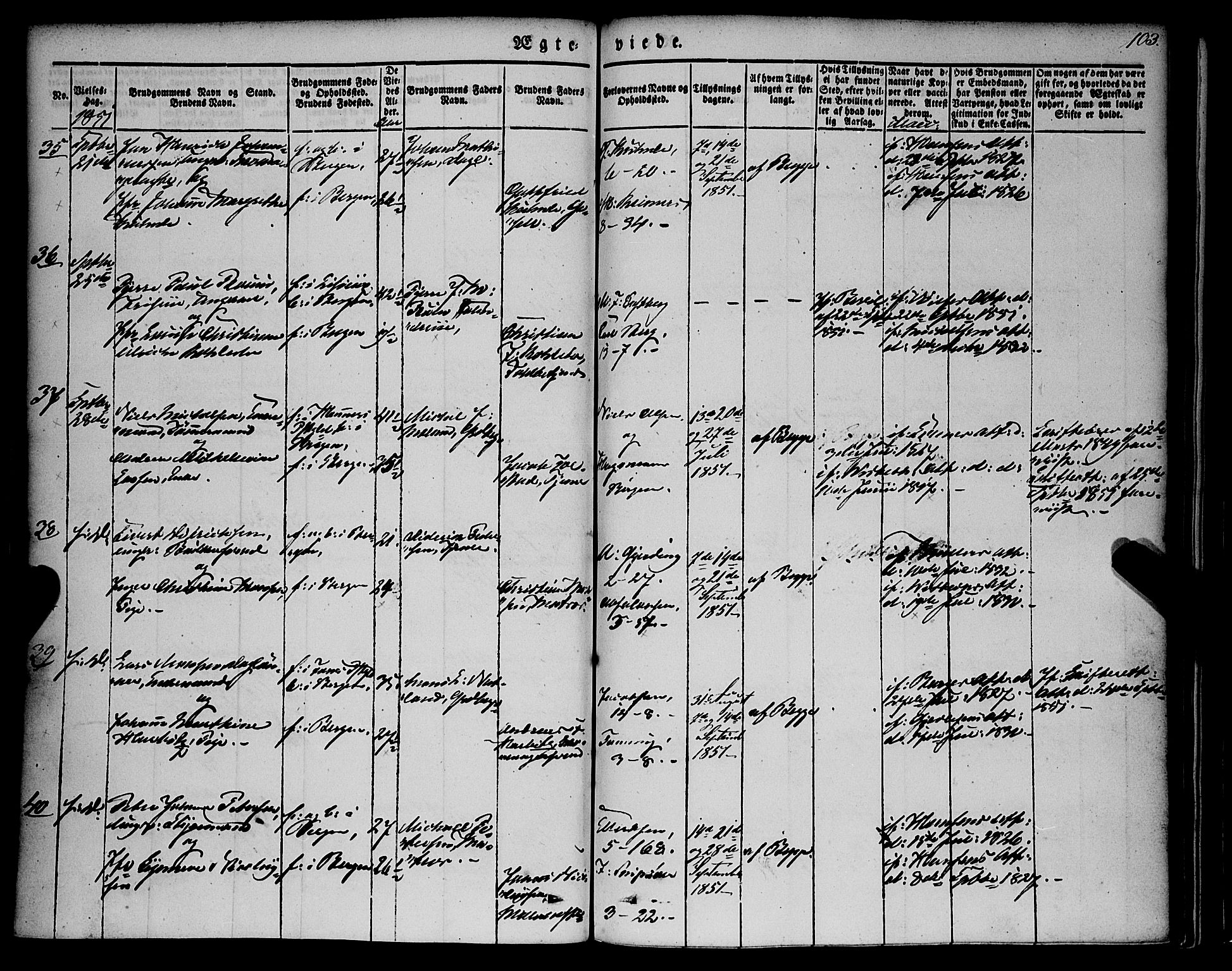 Nykirken Sokneprestembete, AV/SAB-A-77101/H/Haa/L0031: Ministerialbok nr. D 1, 1834-1861, s. 103